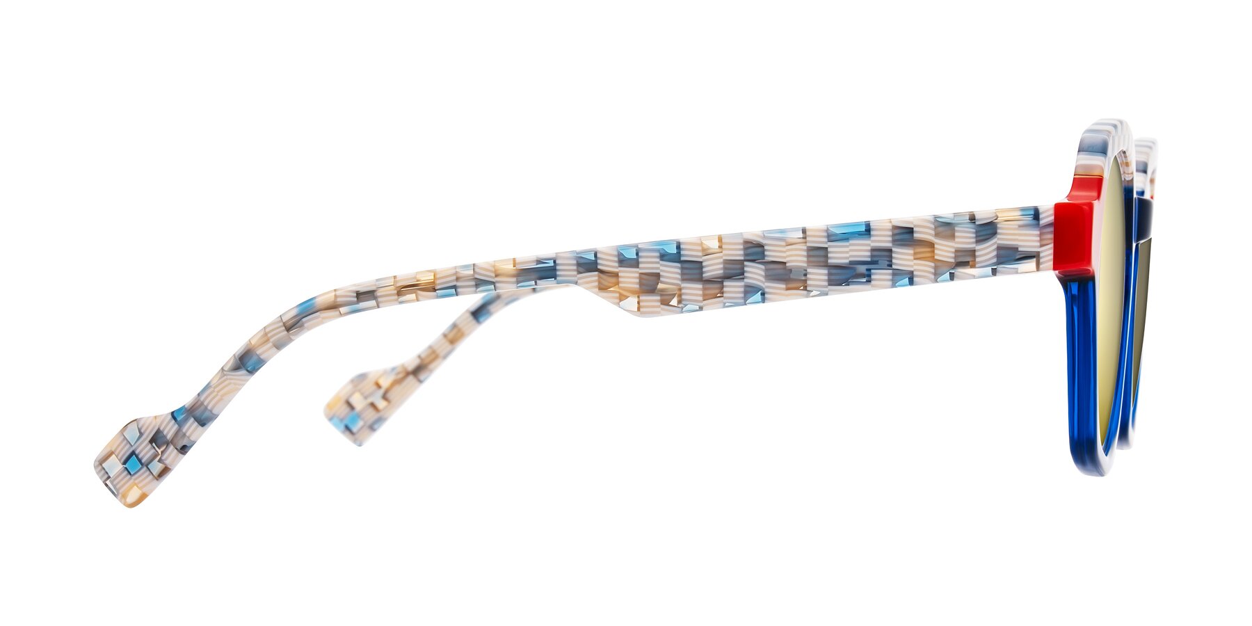 Side of Ralyn in Studio Blue with Gold Mirrored Lenses