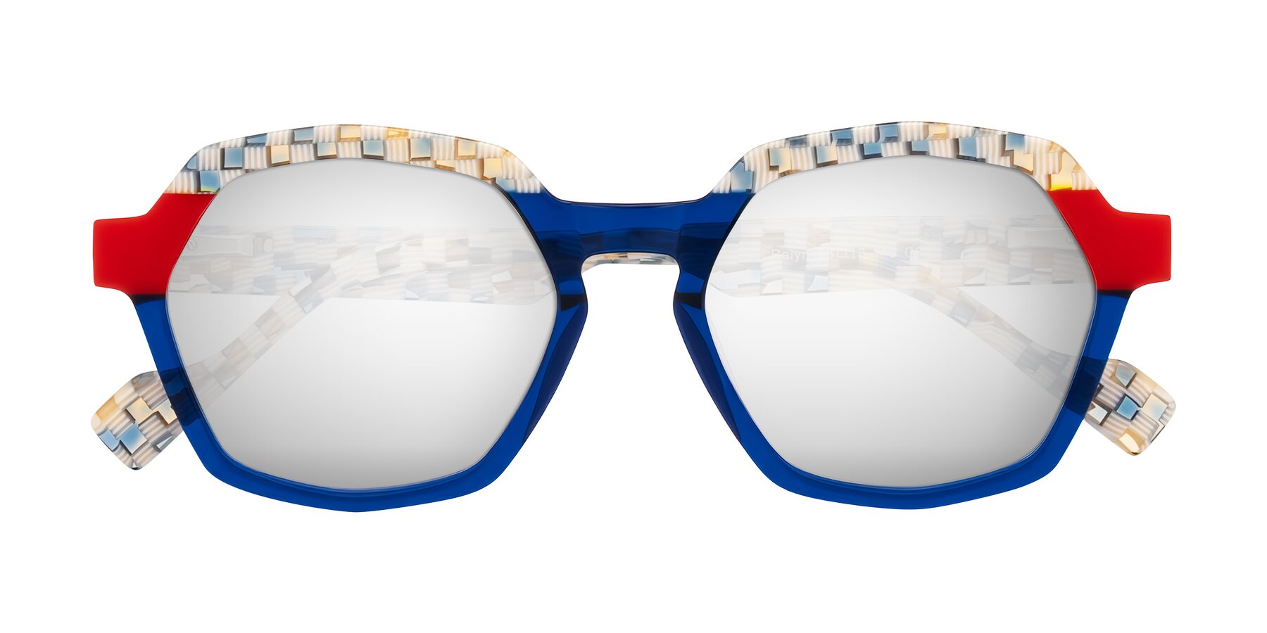 Folded Front of Ralyn in Studio Blue with Silver Mirrored Lenses