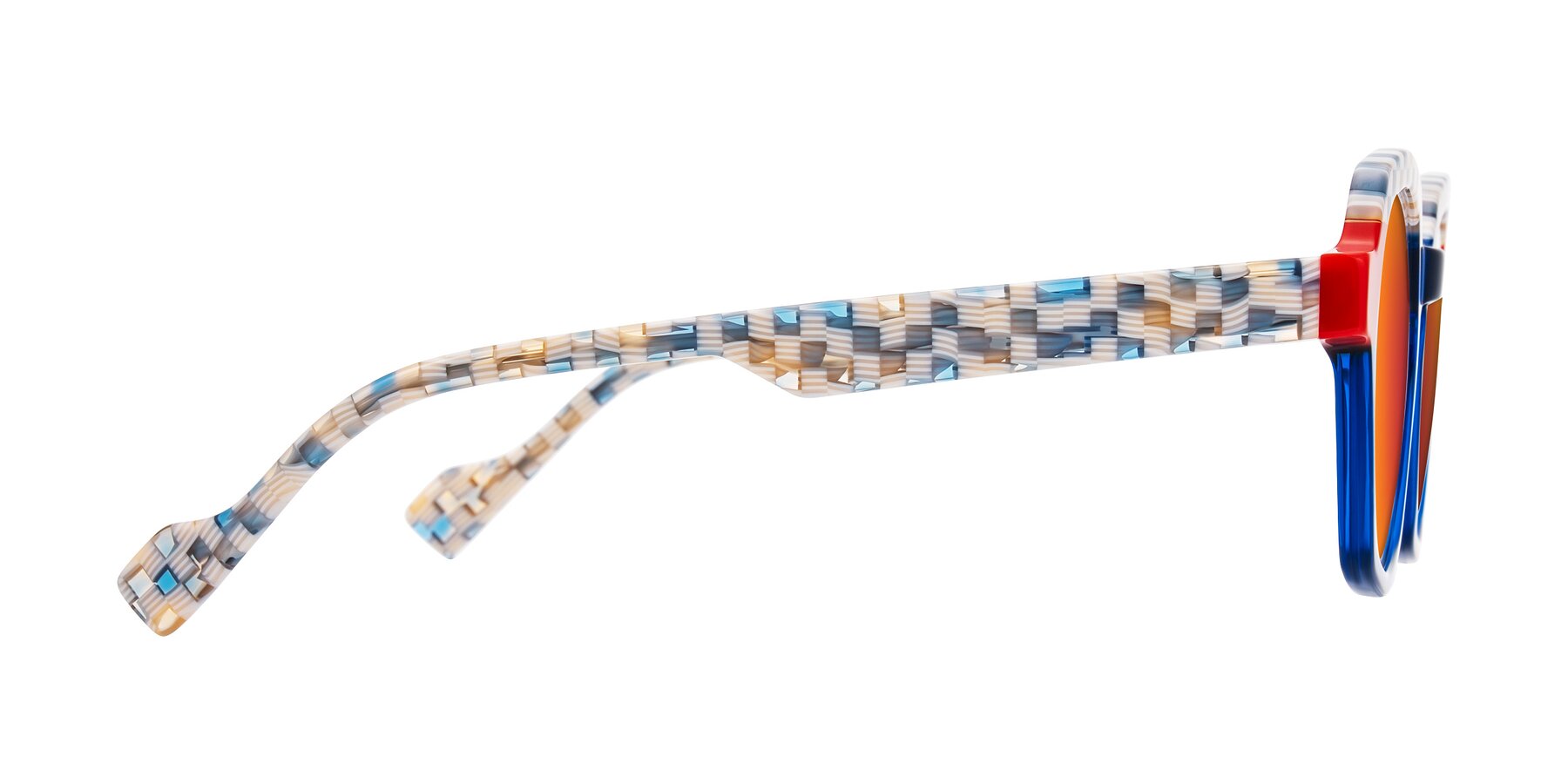 Side of Ralyn in Studio Blue with Red Gold Mirrored Lenses