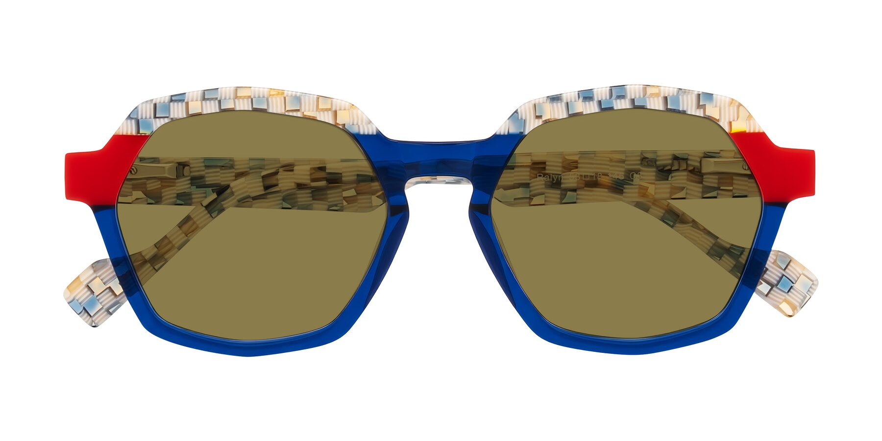 Folded Front of Ralyn in Studio Blue with Brown Polarized Lenses