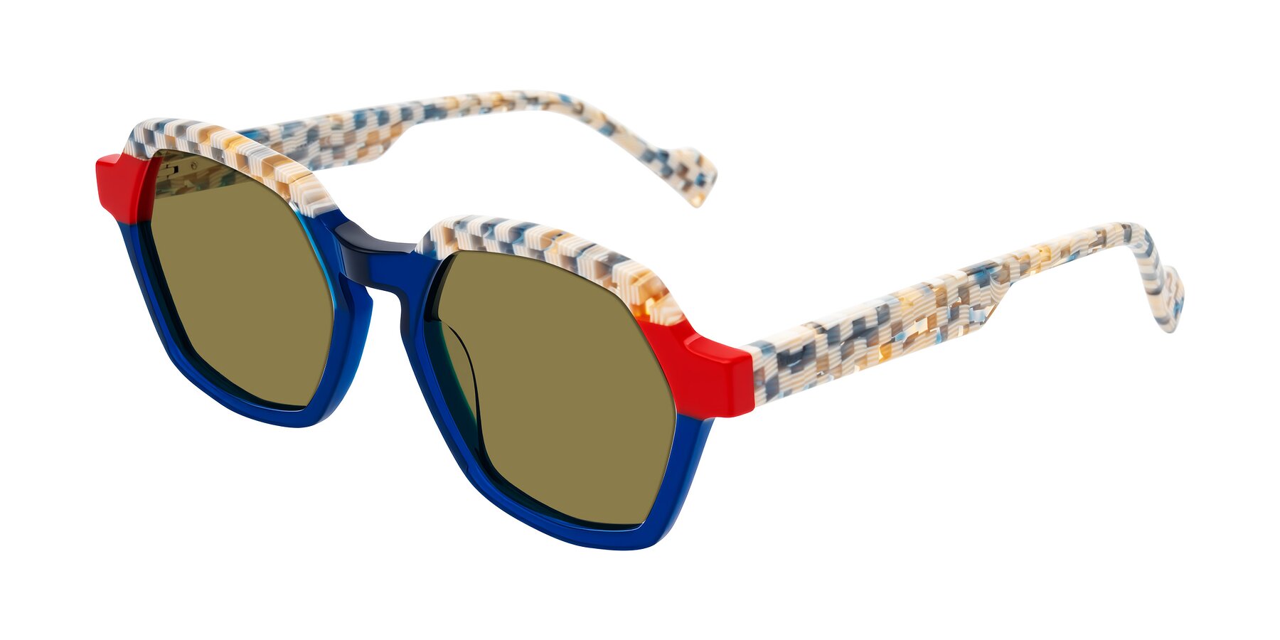 Angle of Ralyn in Studio Blue with Brown Polarized Lenses