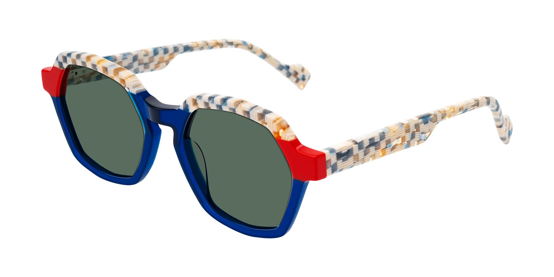 Angle of Ralyn in Studio Blue with Green Polarized Lenses