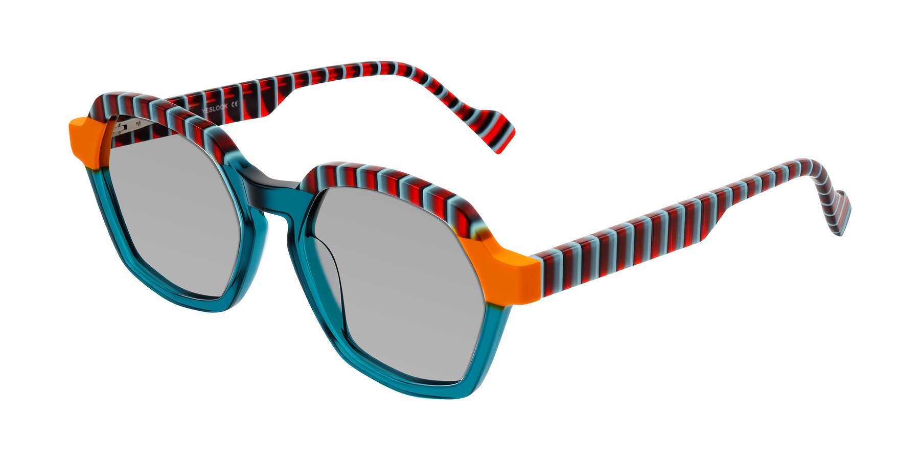 Angle of Ralyn in Teal Ember with Light Gray Tinted Lenses