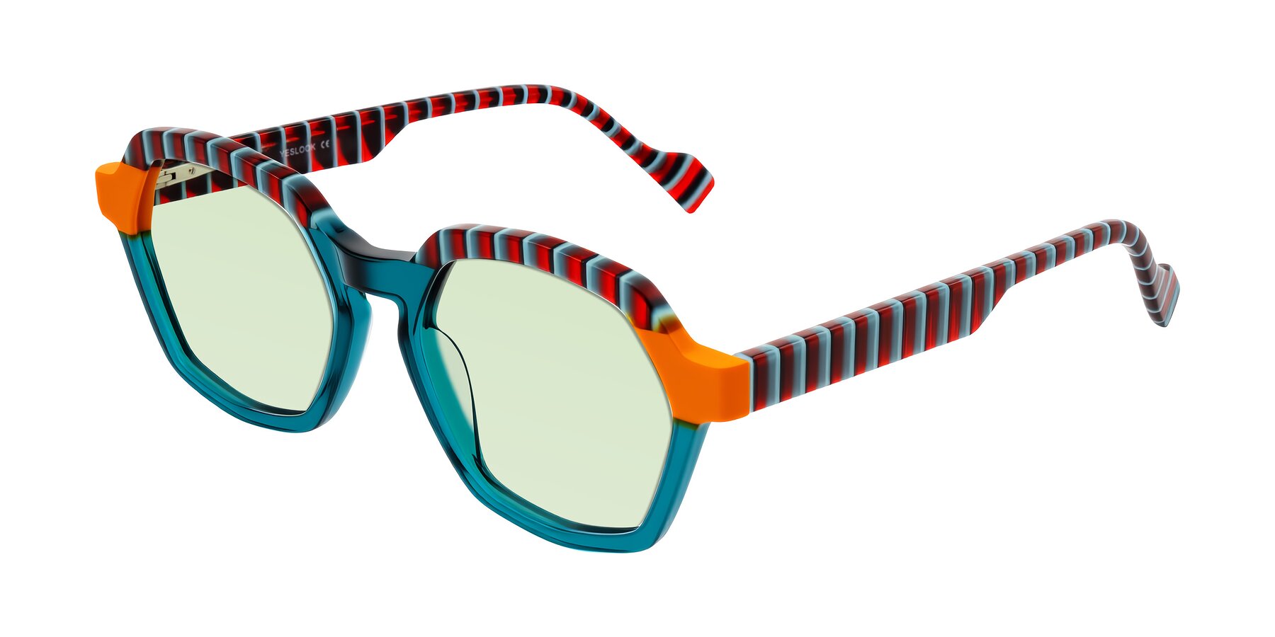 Angle of Ralyn in Teal Ember with Light Green Tinted Lenses