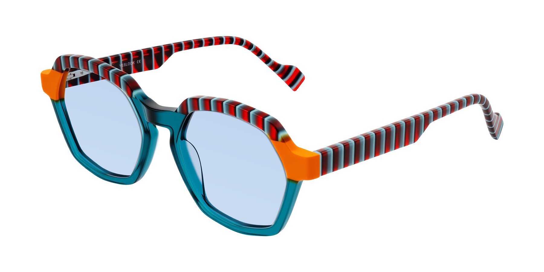Angle of Ralyn in Teal Ember with Light Blue Tinted Lenses