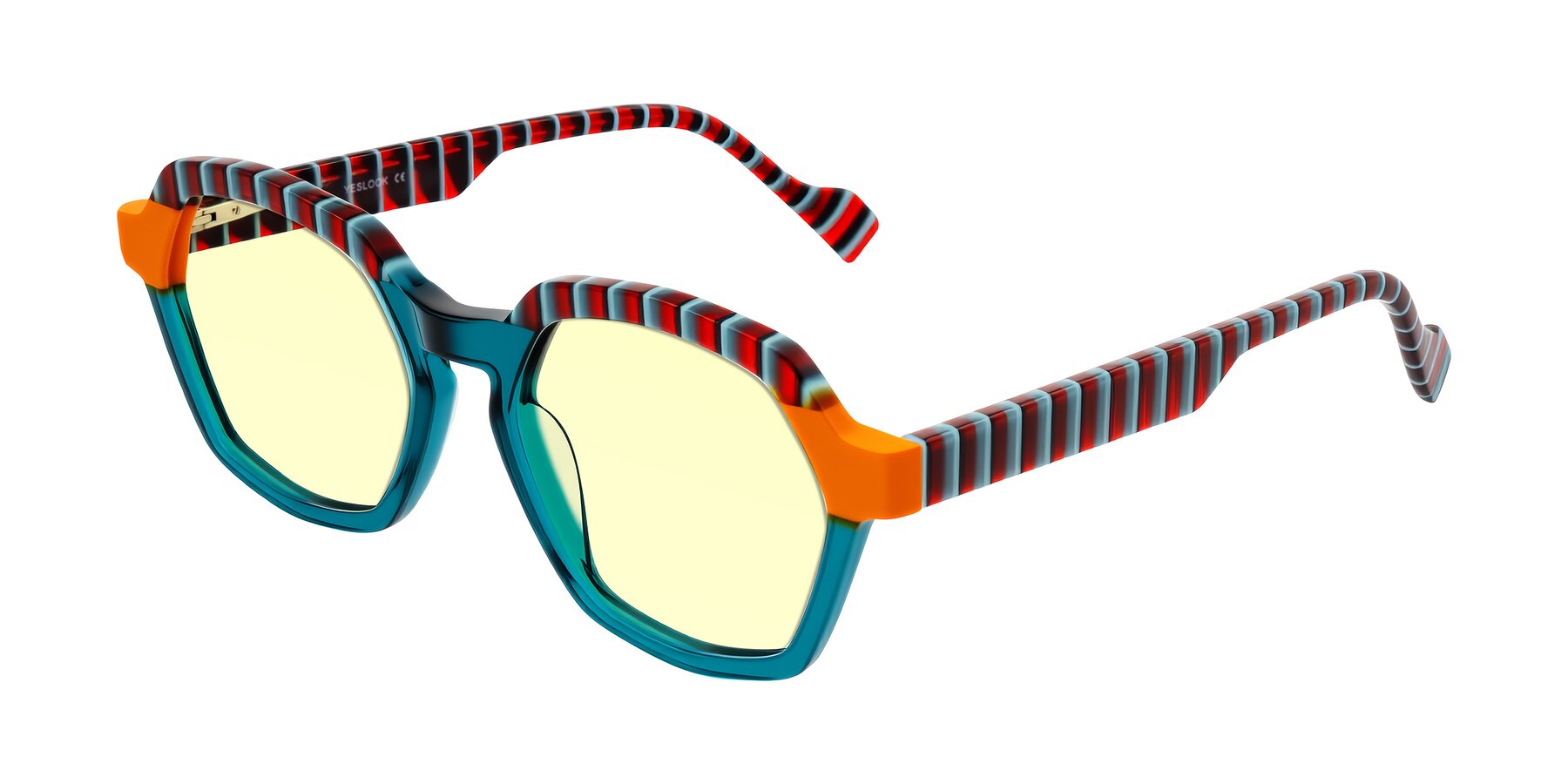 Angle of Ralyn in Teal Ember with Light Yellow Tinted Lenses