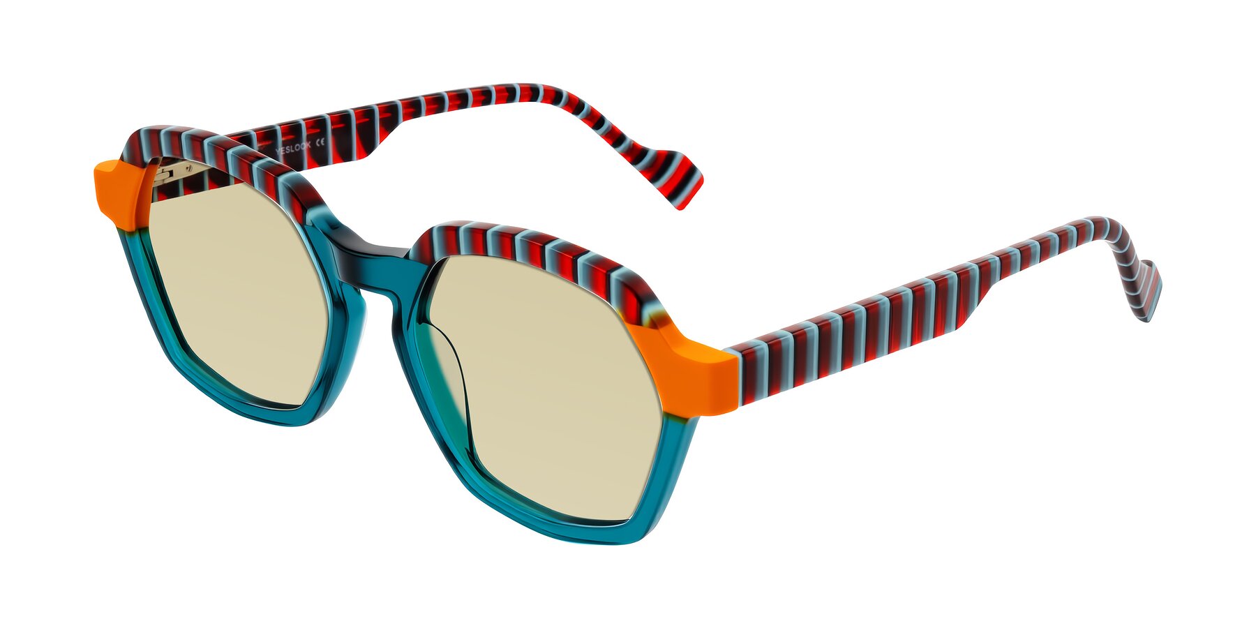 Angle of Ralyn in Teal Ember with Light Champagne Tinted Lenses