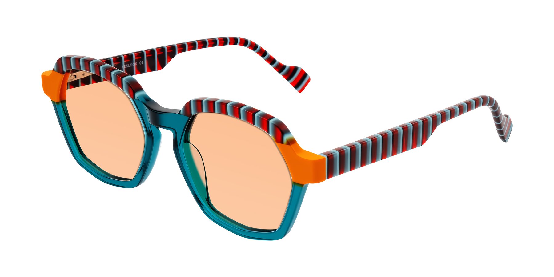 Angle of Ralyn in Teal Ember with Light Orange Tinted Lenses