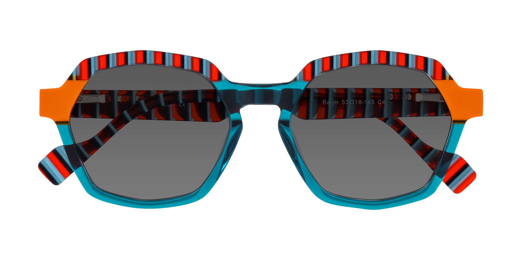 Folded Front of Ralyn in Teal Ember with Medium Gray Tinted Lenses