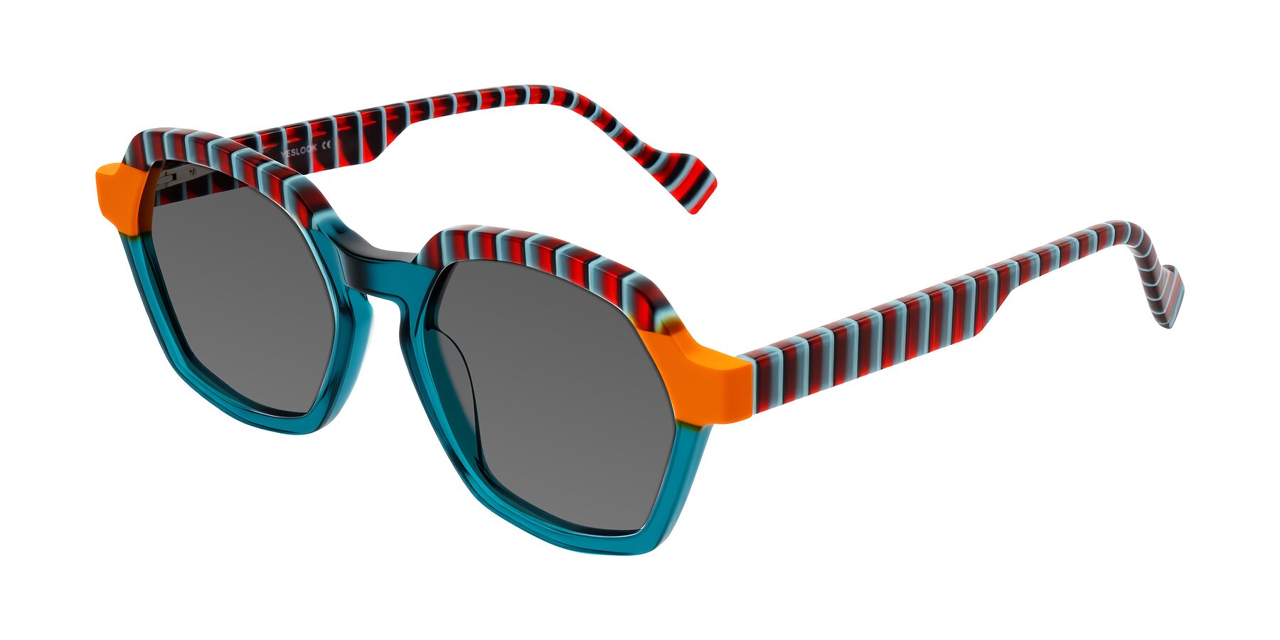 Angle of Ralyn in Teal Ember with Medium Gray Tinted Lenses