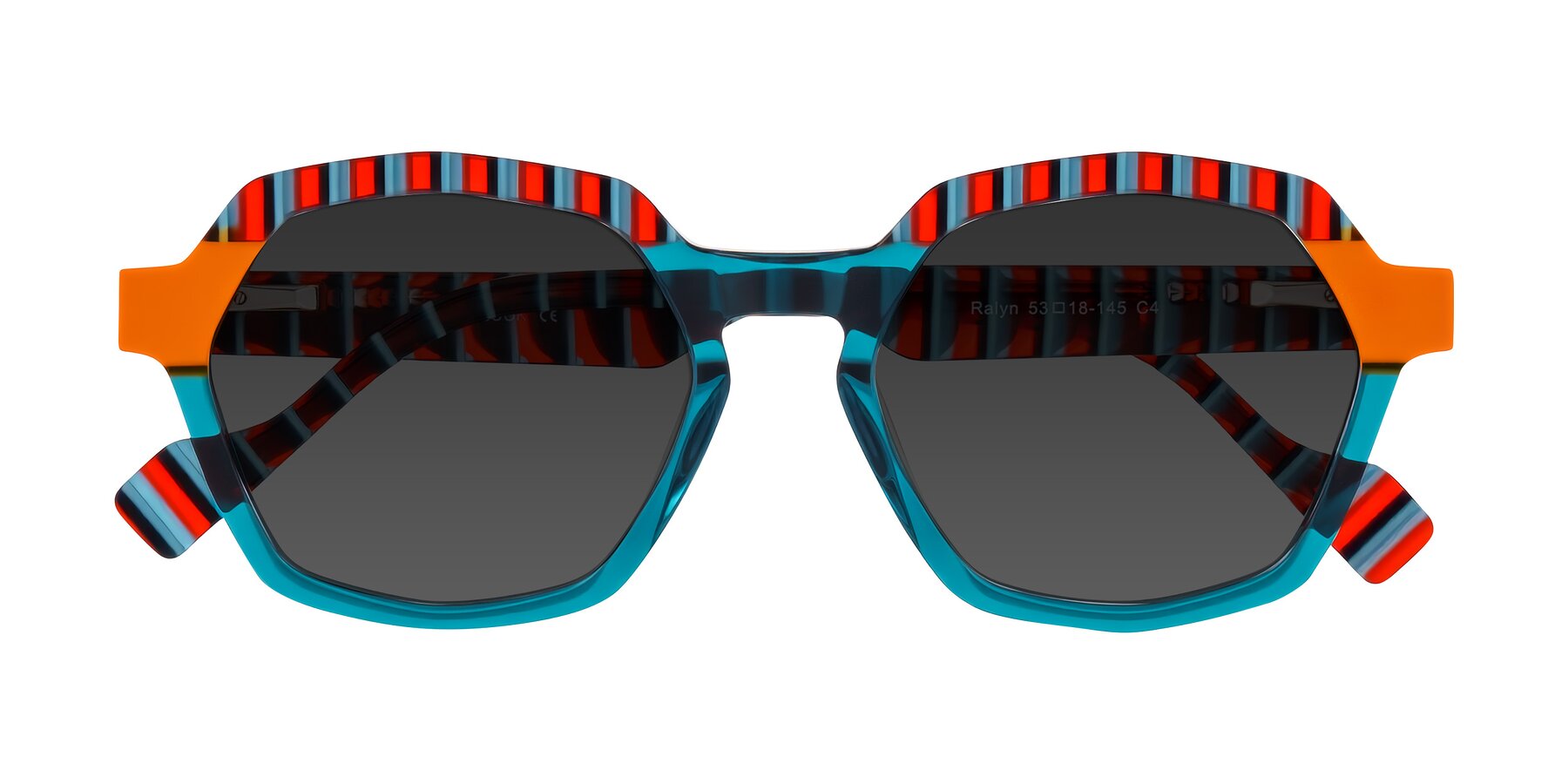 Folded Front of Ralyn in Teal Ember with Gray Tinted Lenses