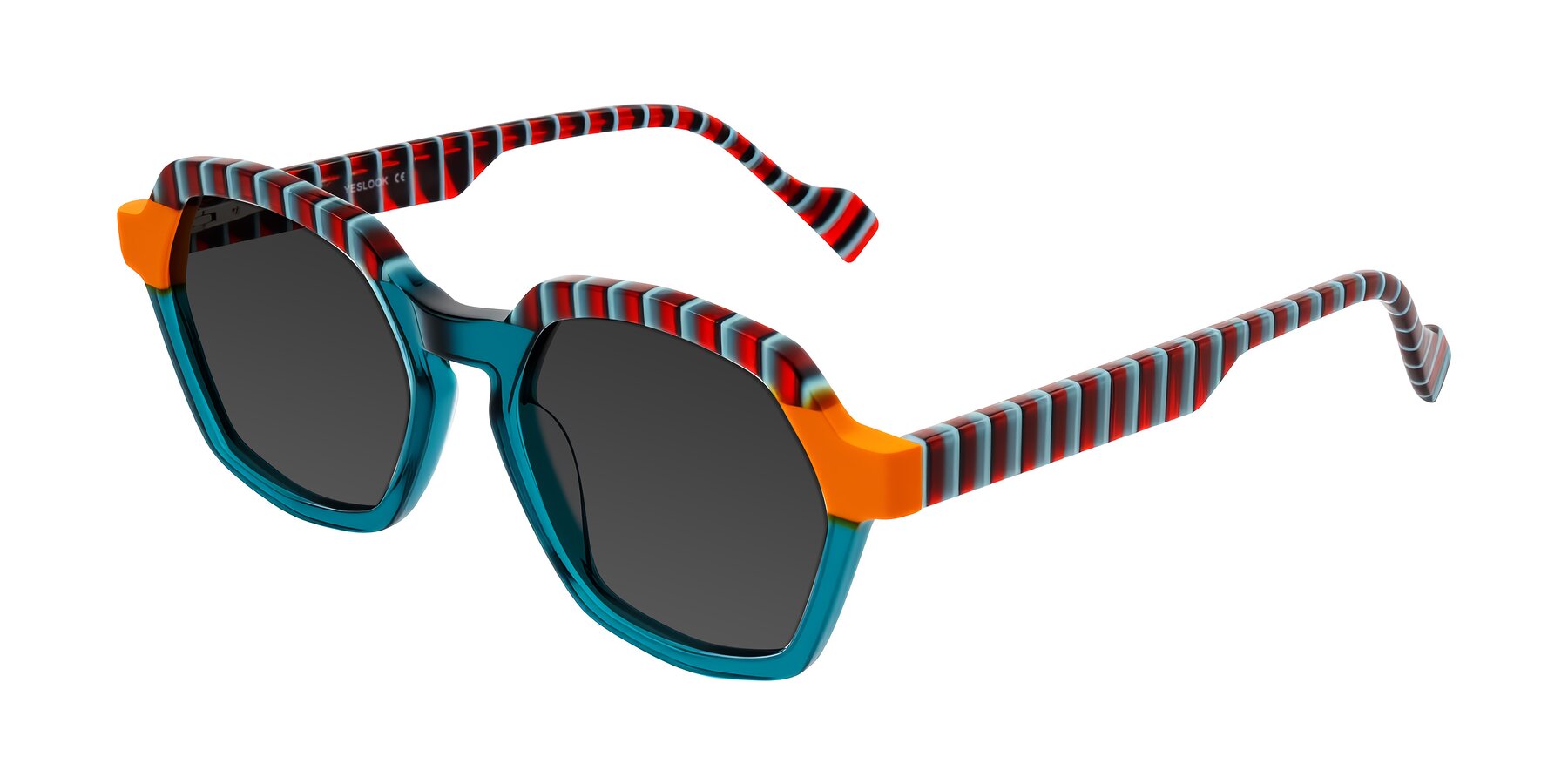 Angle of Ralyn in Teal Ember with Gray Tinted Lenses