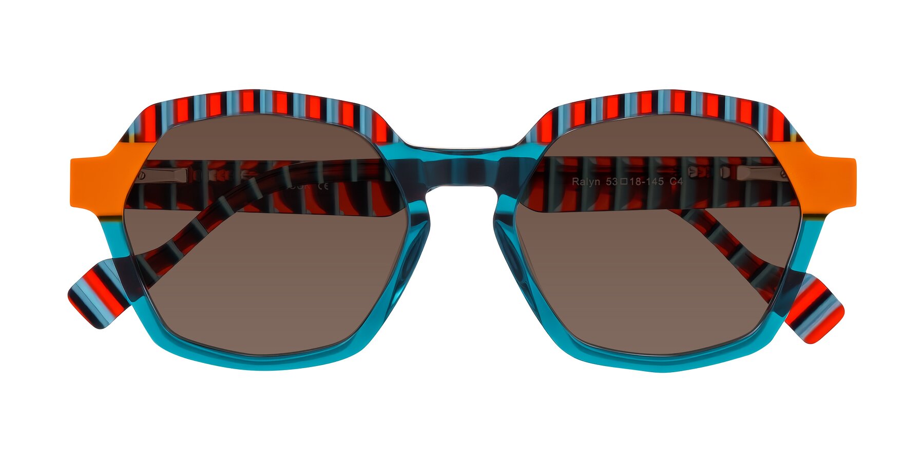 Folded Front of Ralyn in Teal Ember with Brown Tinted Lenses