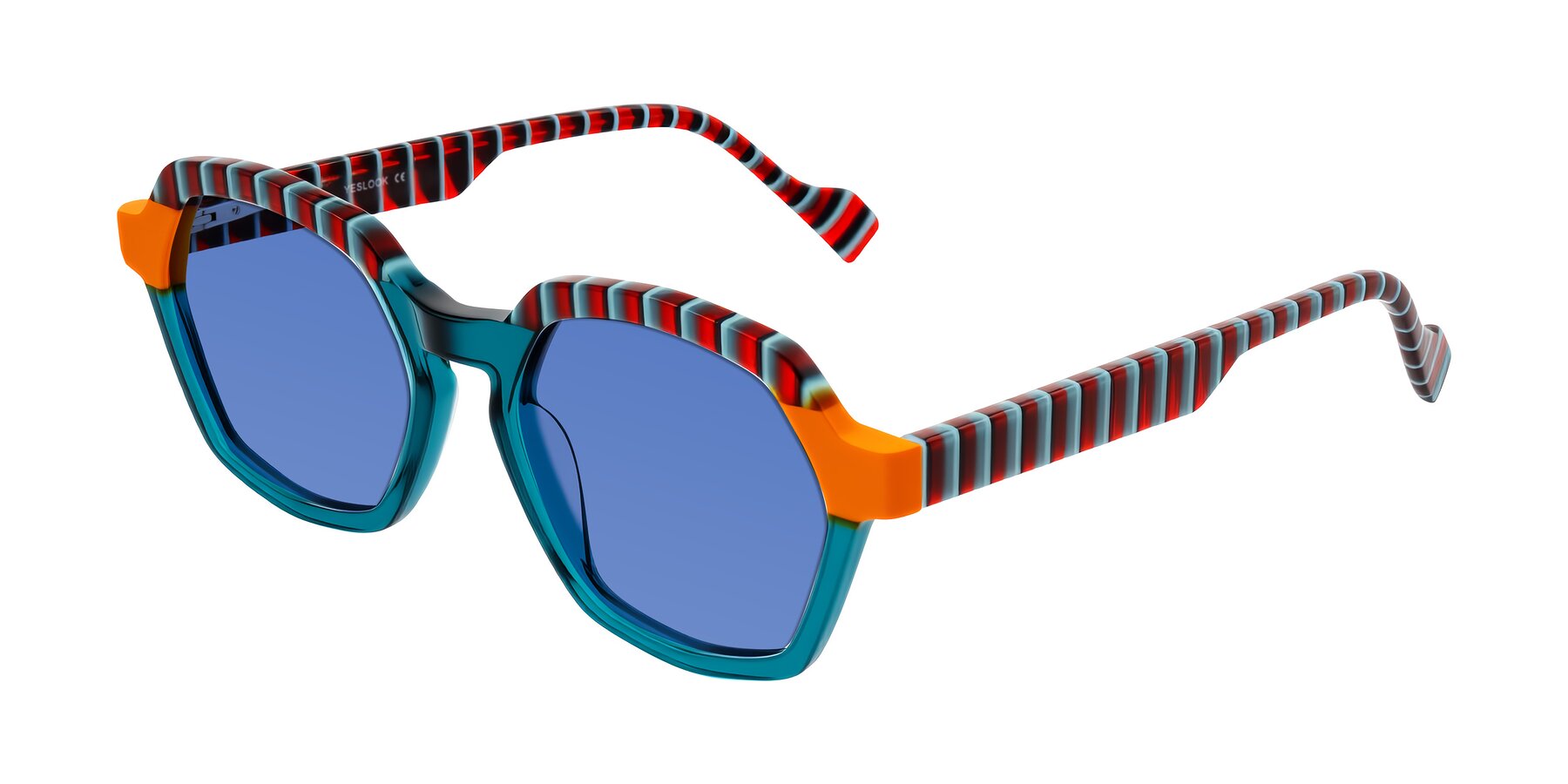 Angle of Ralyn in Teal Ember with Blue Tinted Lenses
