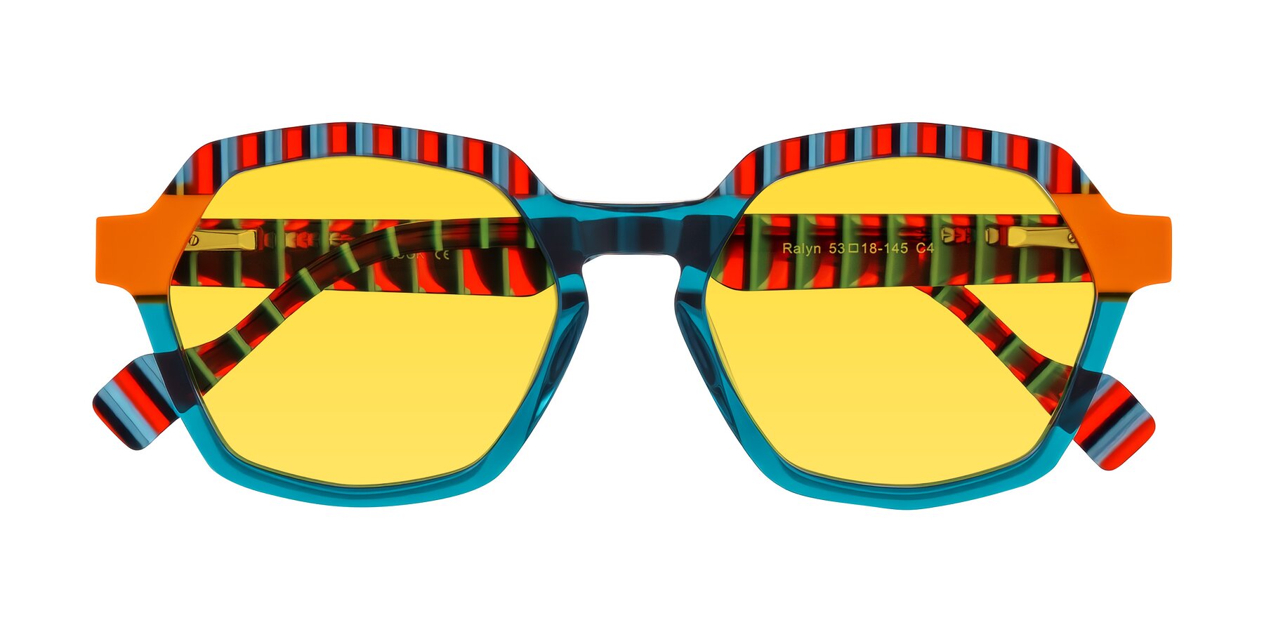 Folded Front of Ralyn in Teal Ember with Yellow Tinted Lenses