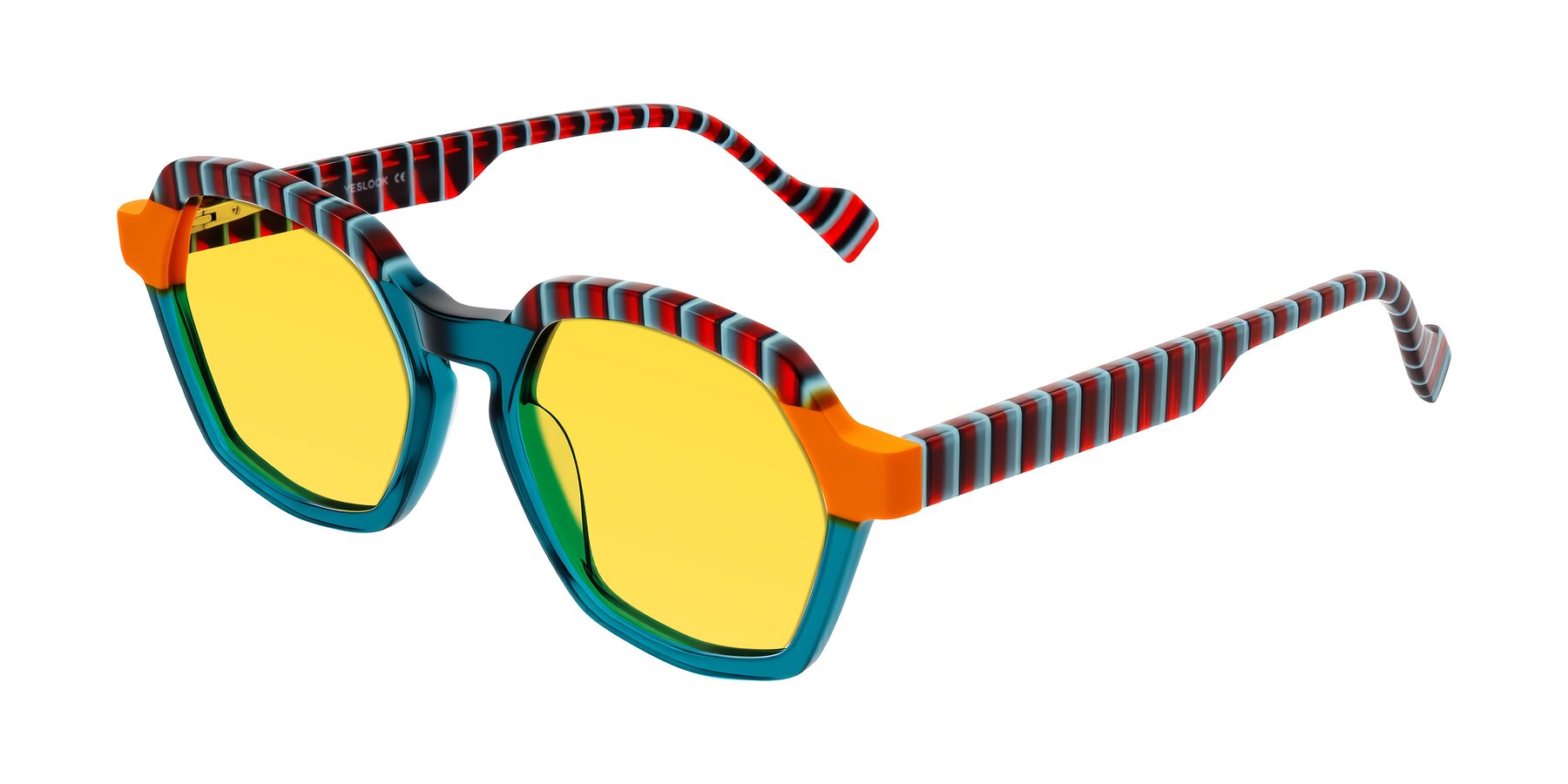 Angle of Ralyn in Teal Ember with Yellow Tinted Lenses
