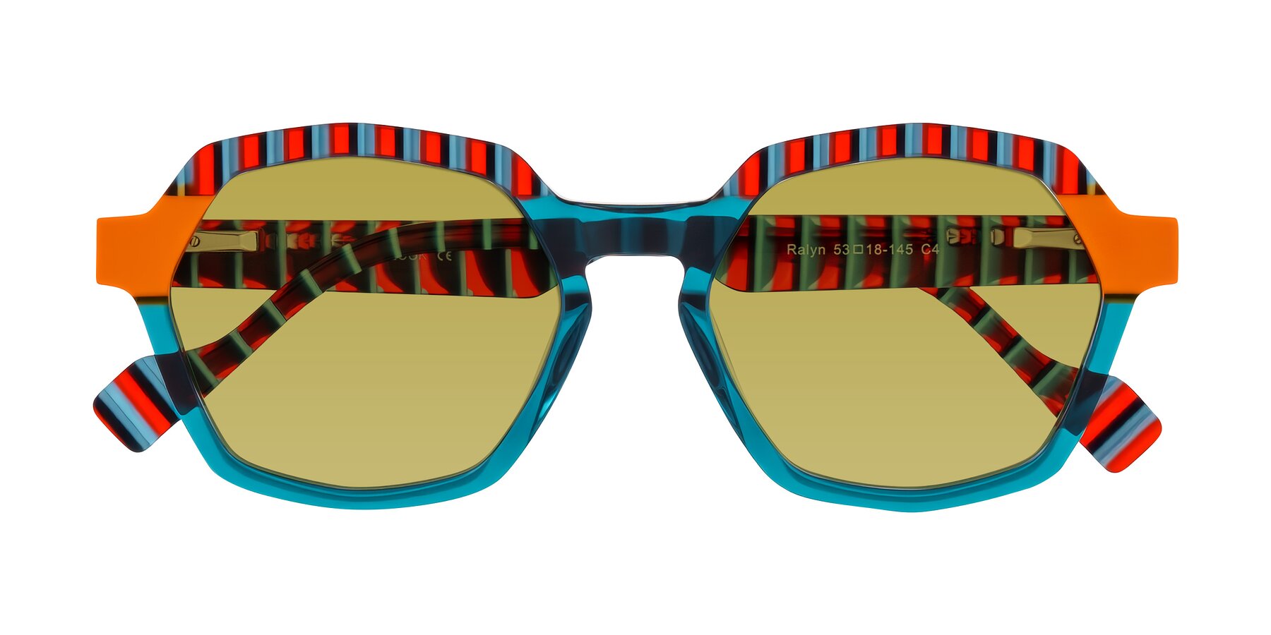 Folded Front of Ralyn in Teal Ember with Champagne Tinted Lenses