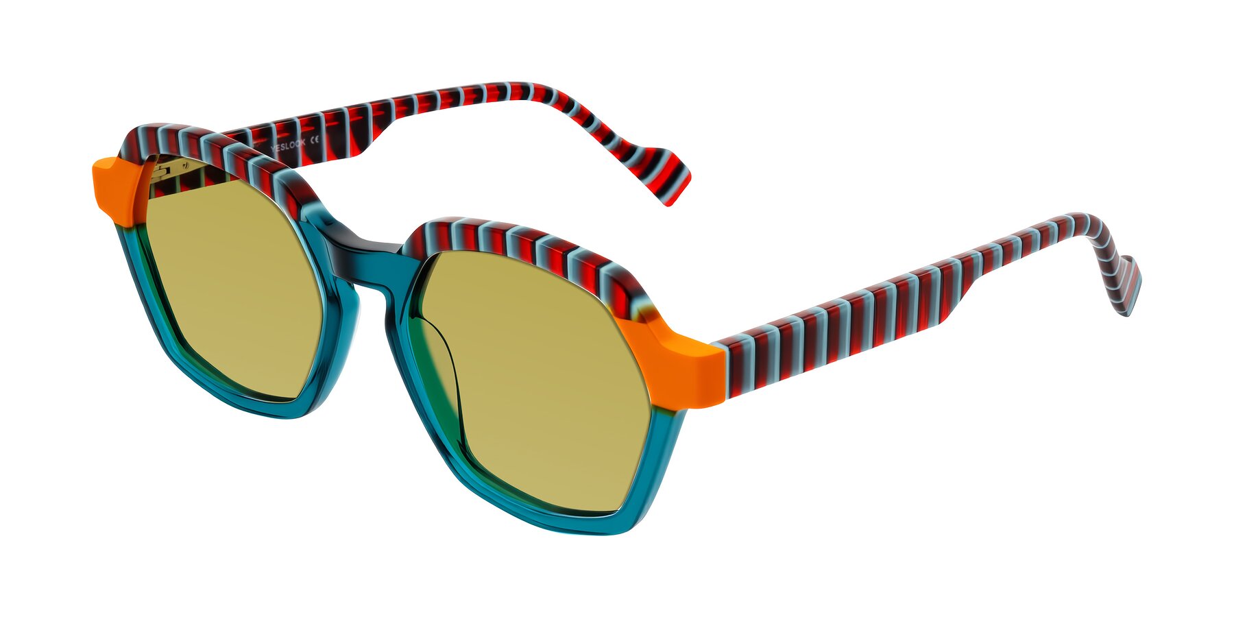 Angle of Ralyn in Teal Ember with Champagne Tinted Lenses