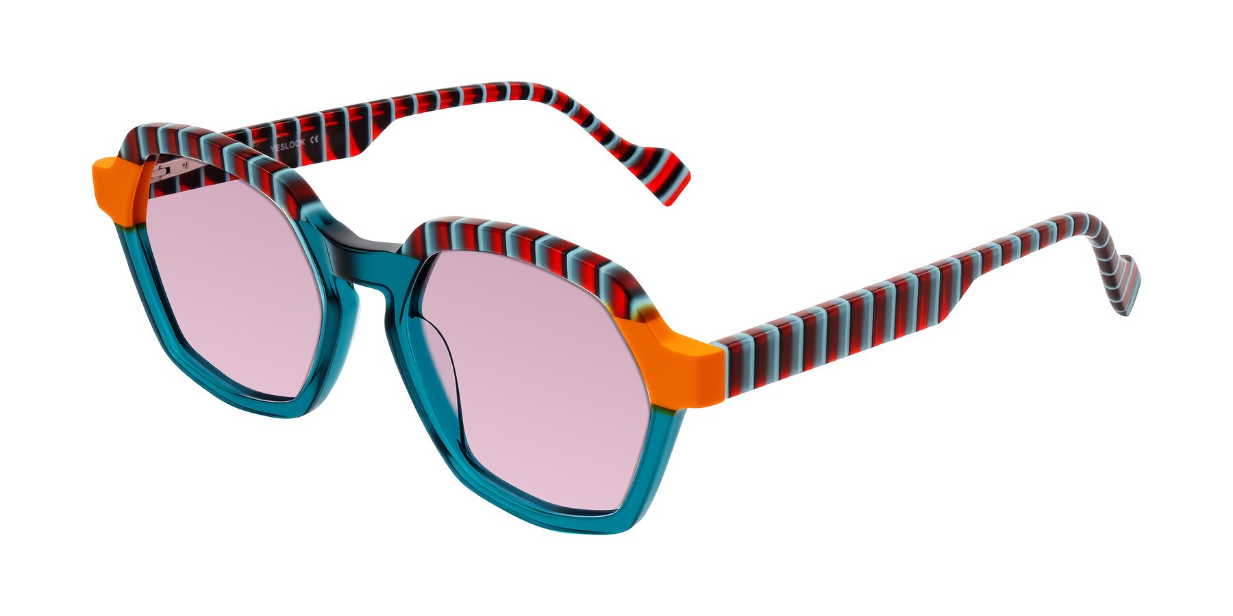 Angle of Ralyn in Teal Ember with Light Wine Tinted Lenses