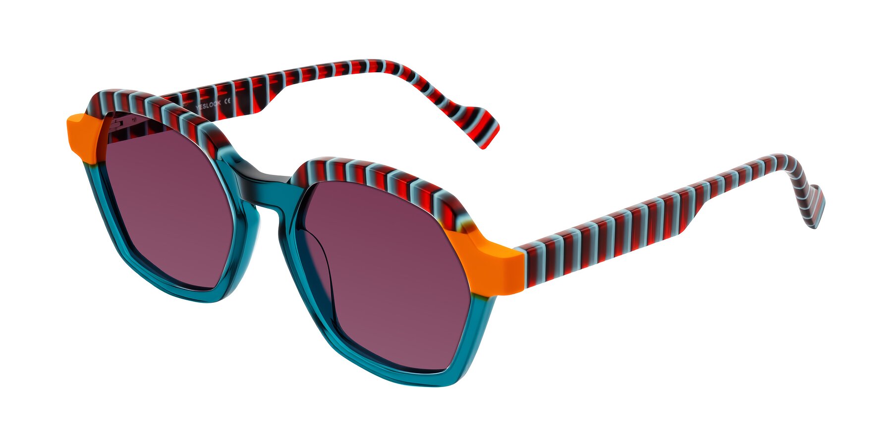 Angle of Ralyn in Teal Ember with Wine Tinted Lenses