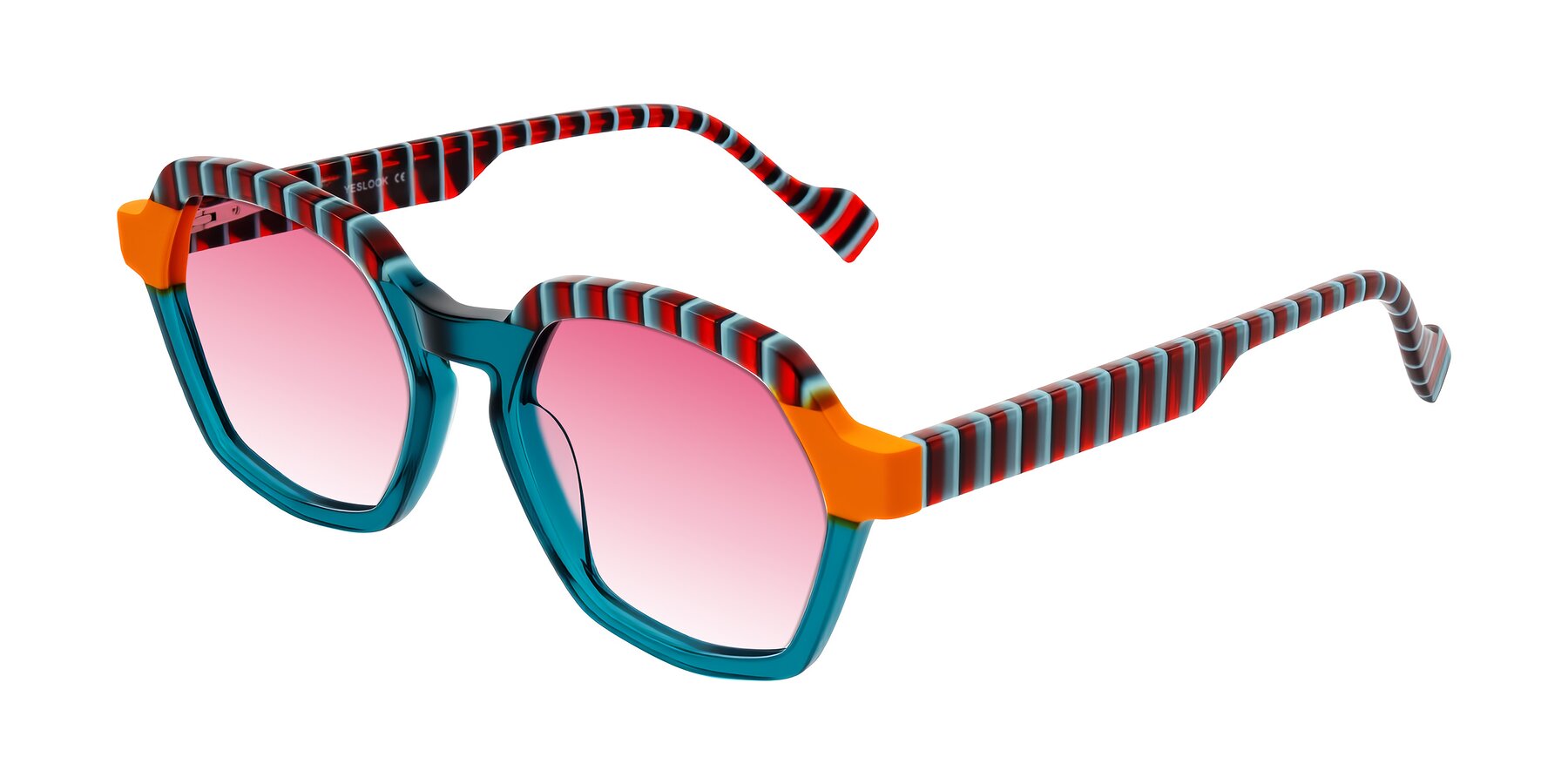 Angle of Ralyn in Teal Ember with Pink Gradient Lenses