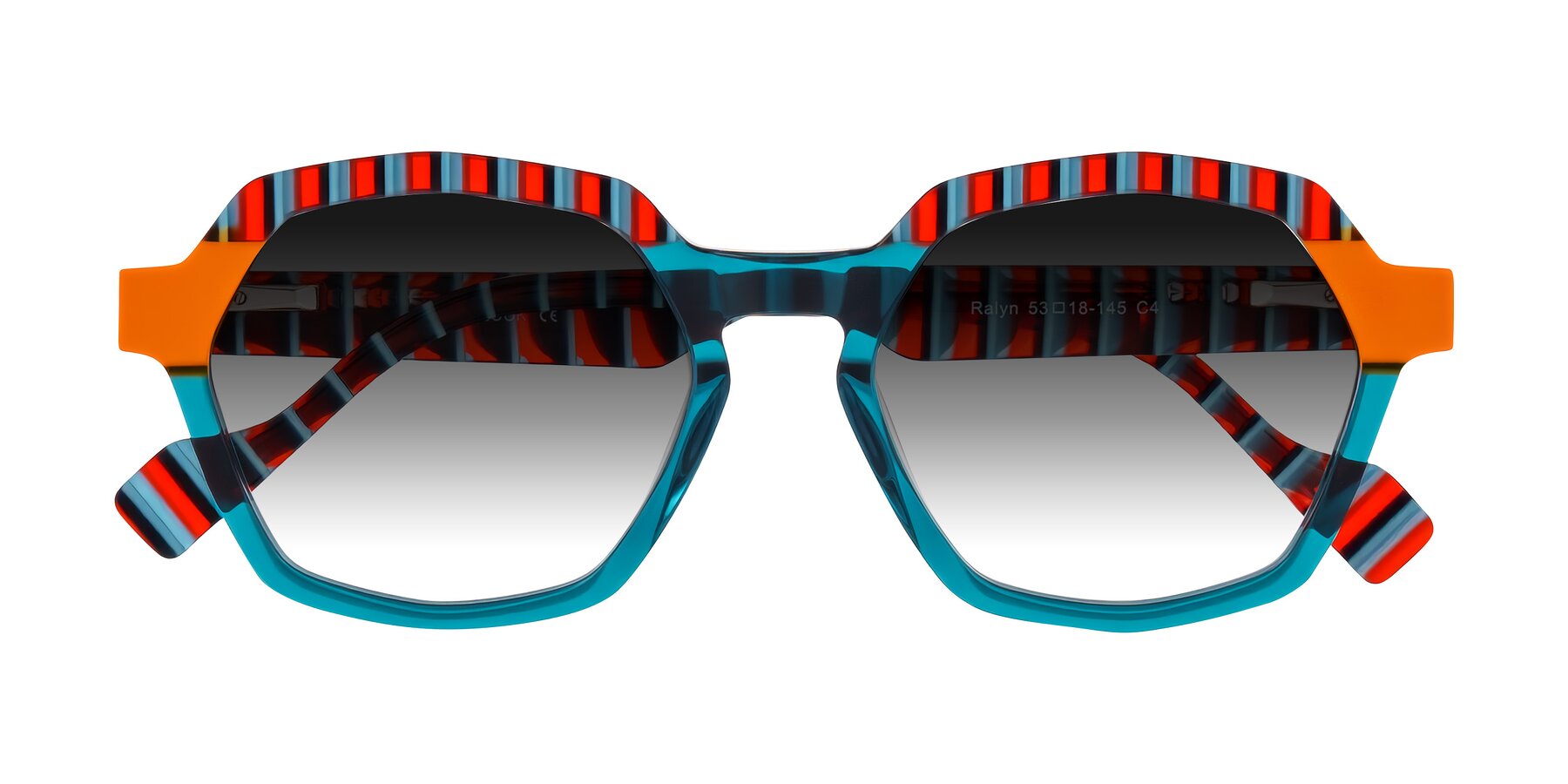 Folded Front of Ralyn in Teal Ember with Gray Gradient Lenses