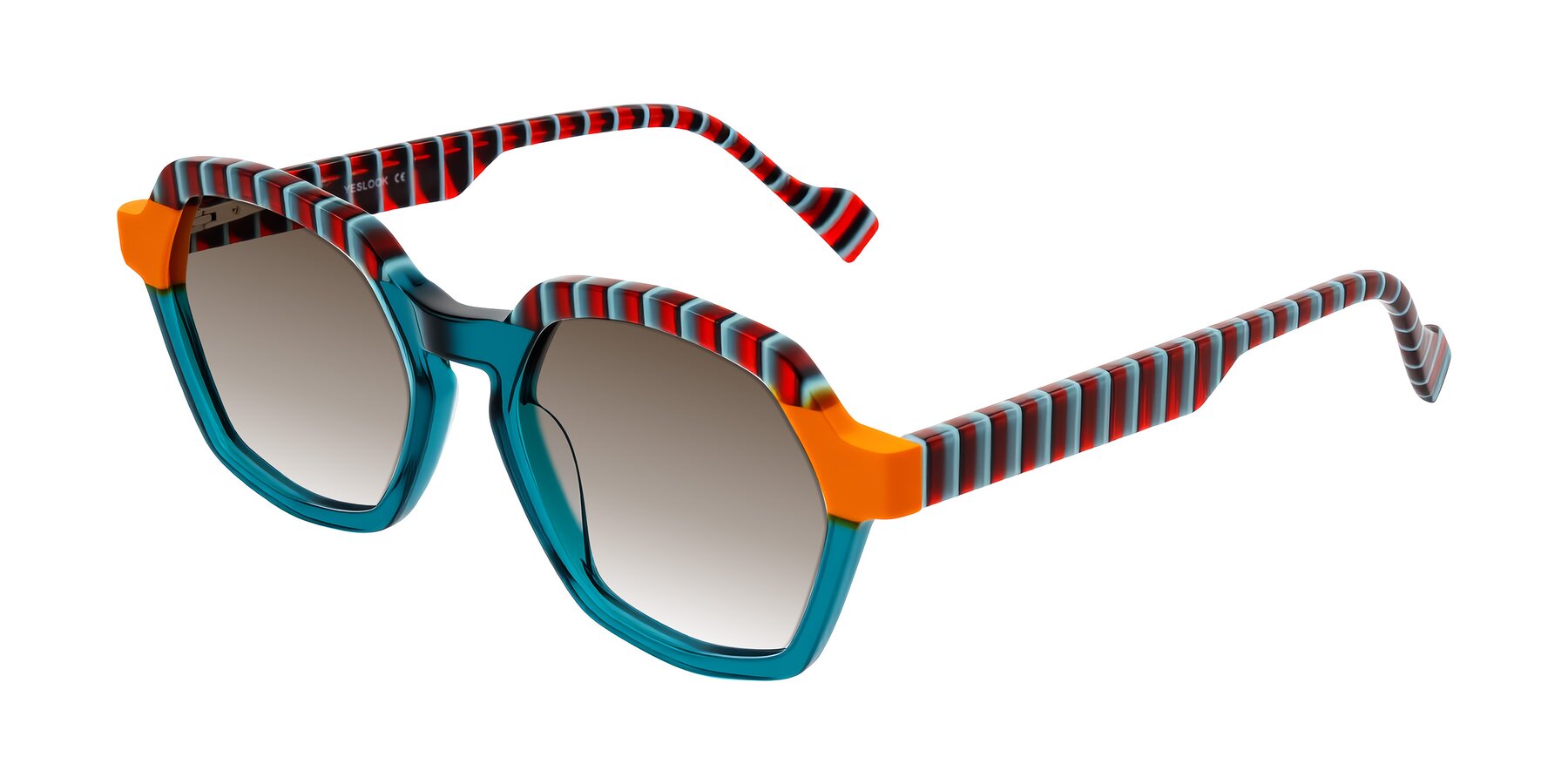 Angle of Ralyn in Teal Ember with Brown Gradient Lenses
