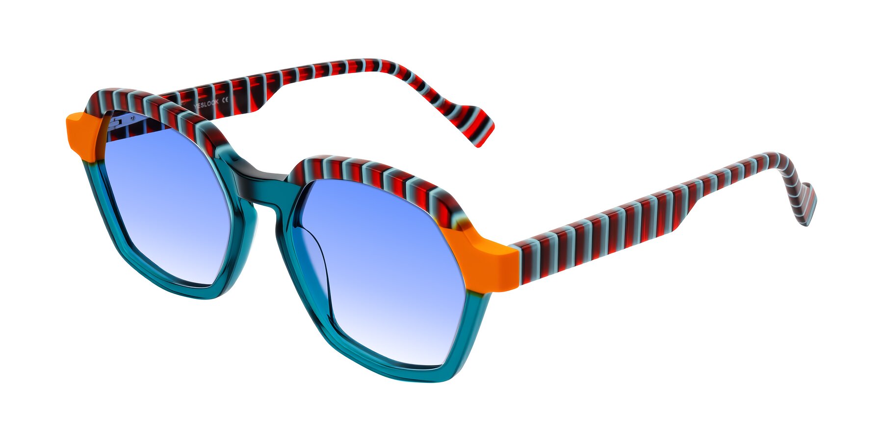 Angle of Ralyn in Teal Ember with Blue Gradient Lenses