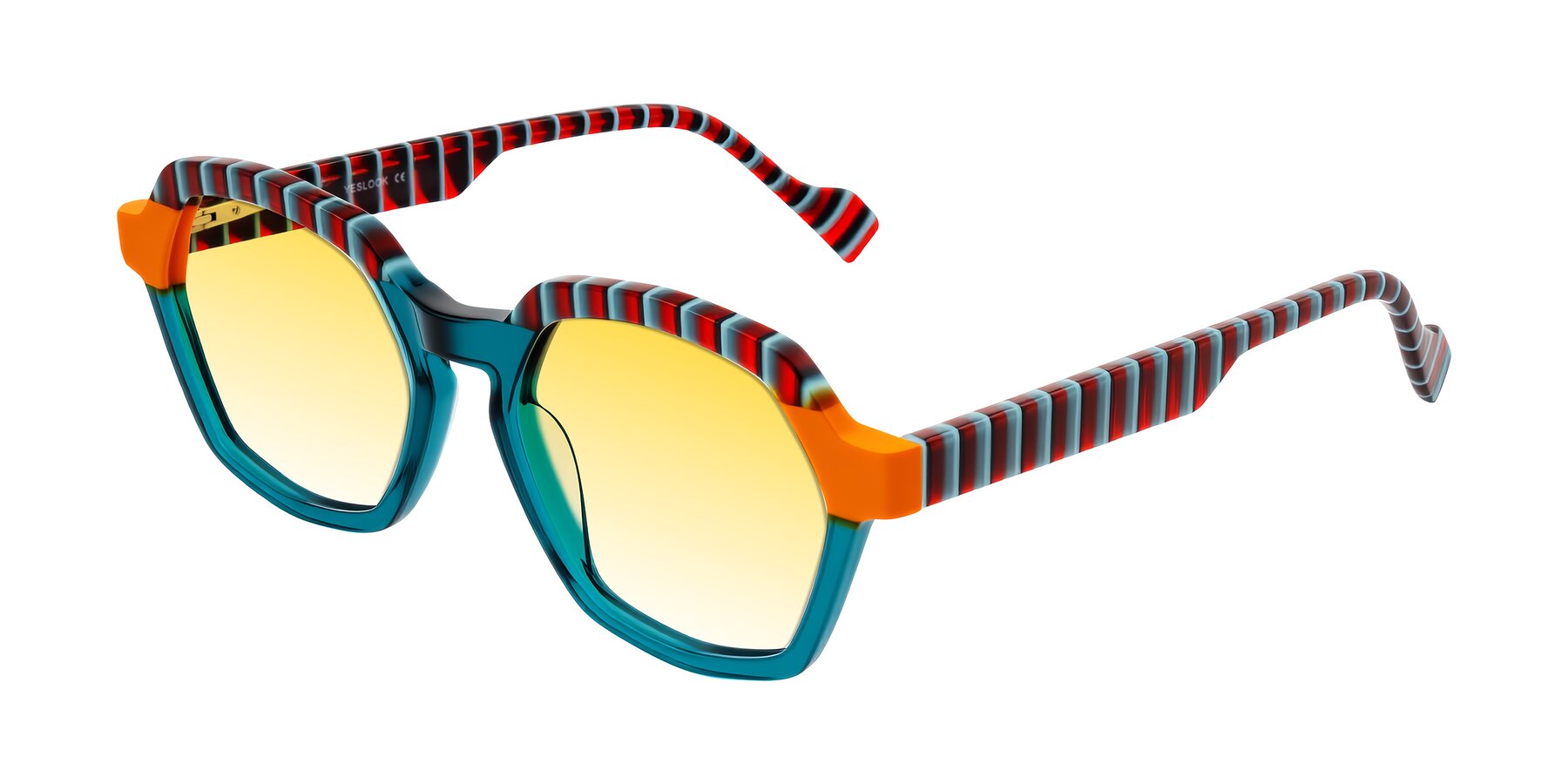 Angle of Ralyn in Teal Ember with Yellow Gradient Lenses