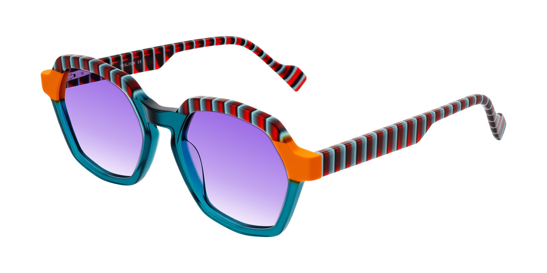 Angle of Ralyn in Teal Ember with Purple Gradient Lenses