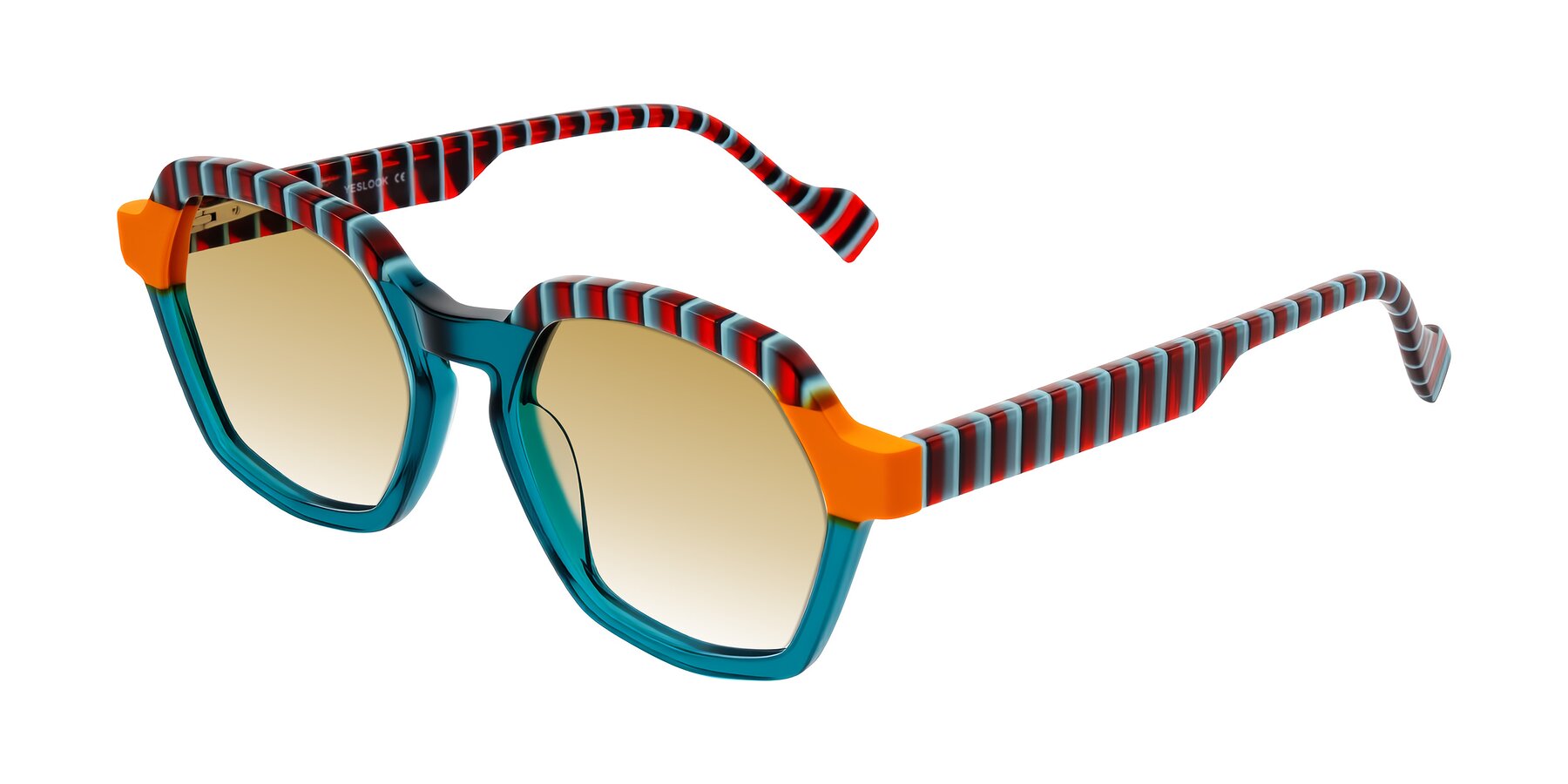 Angle of Ralyn in Teal Ember with Champagne Gradient Lenses