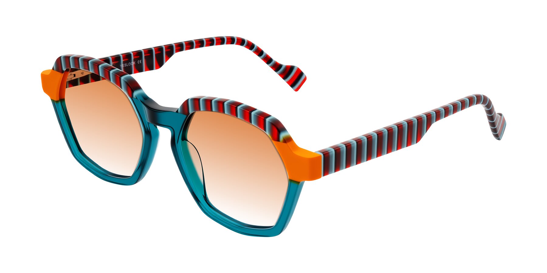 Angle of Ralyn in Teal Ember with Orange Gradient Lenses