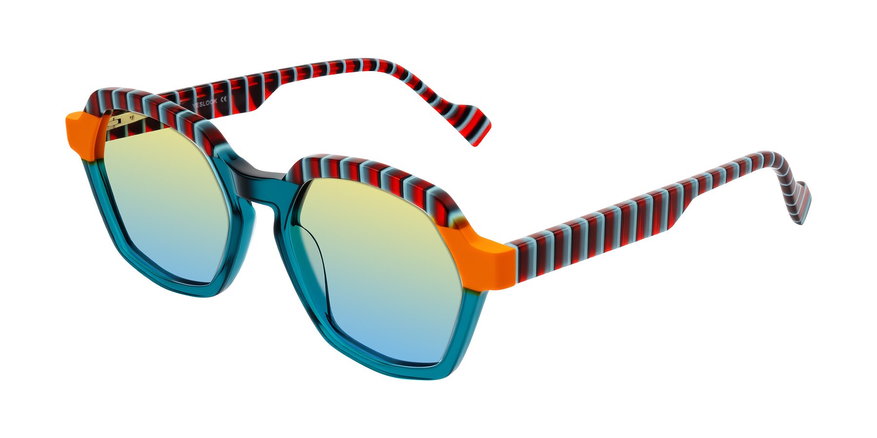 Angle of Ralyn in Teal Ember with Yellow / Blue Gradient Lenses