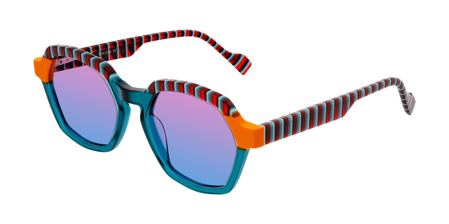 Angle of Ralyn in Teal Ember with Pink / Blue Gradient Lenses