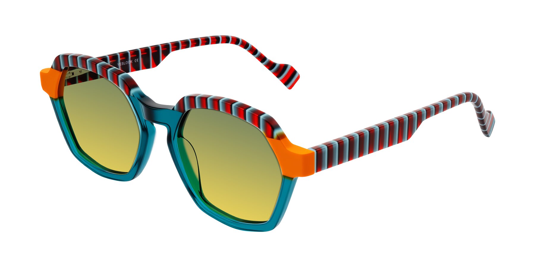 Angle of Ralyn in Teal Ember with Green / Yellow Gradient Lenses