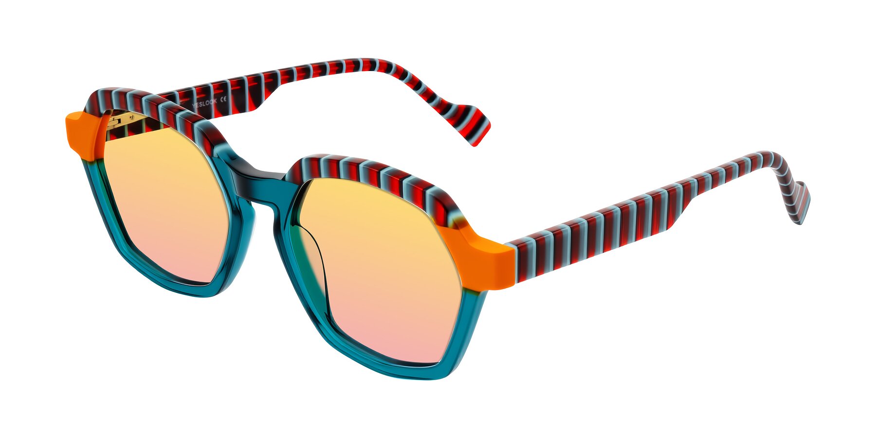 Angle of Ralyn in Teal Ember with Yellow / Pink Gradient Lenses