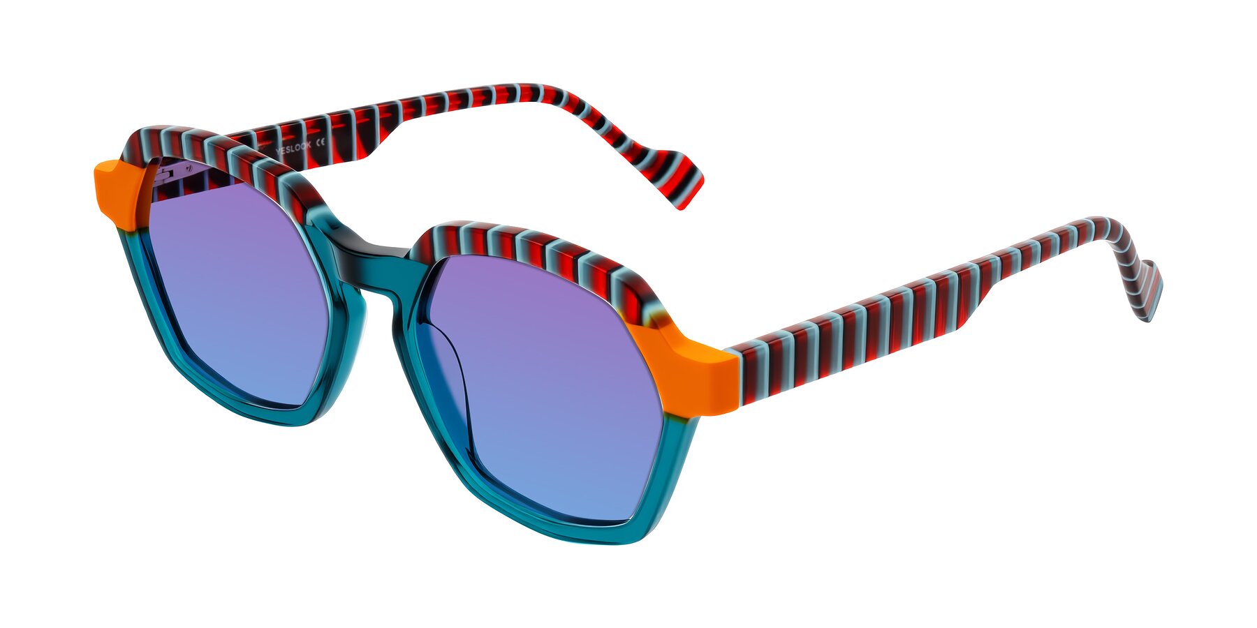 Angle of Ralyn in Teal Ember with Purple / Blue Gradient Lenses