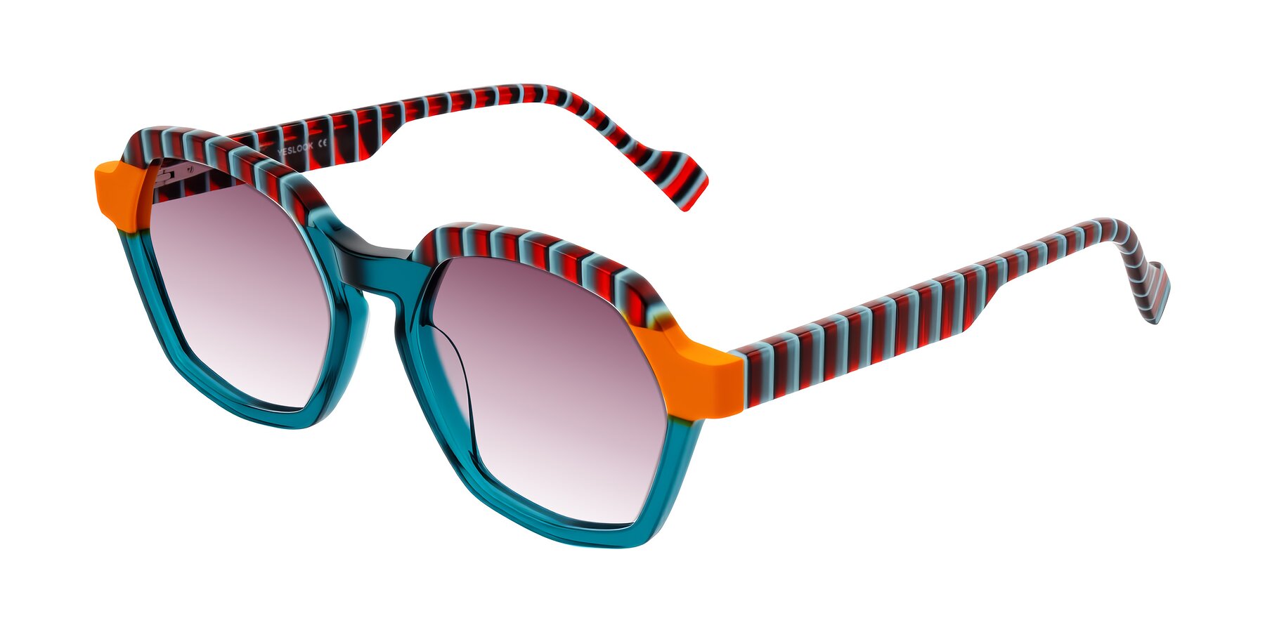 Angle of Ralyn in Teal Ember with Wine Gradient Lenses