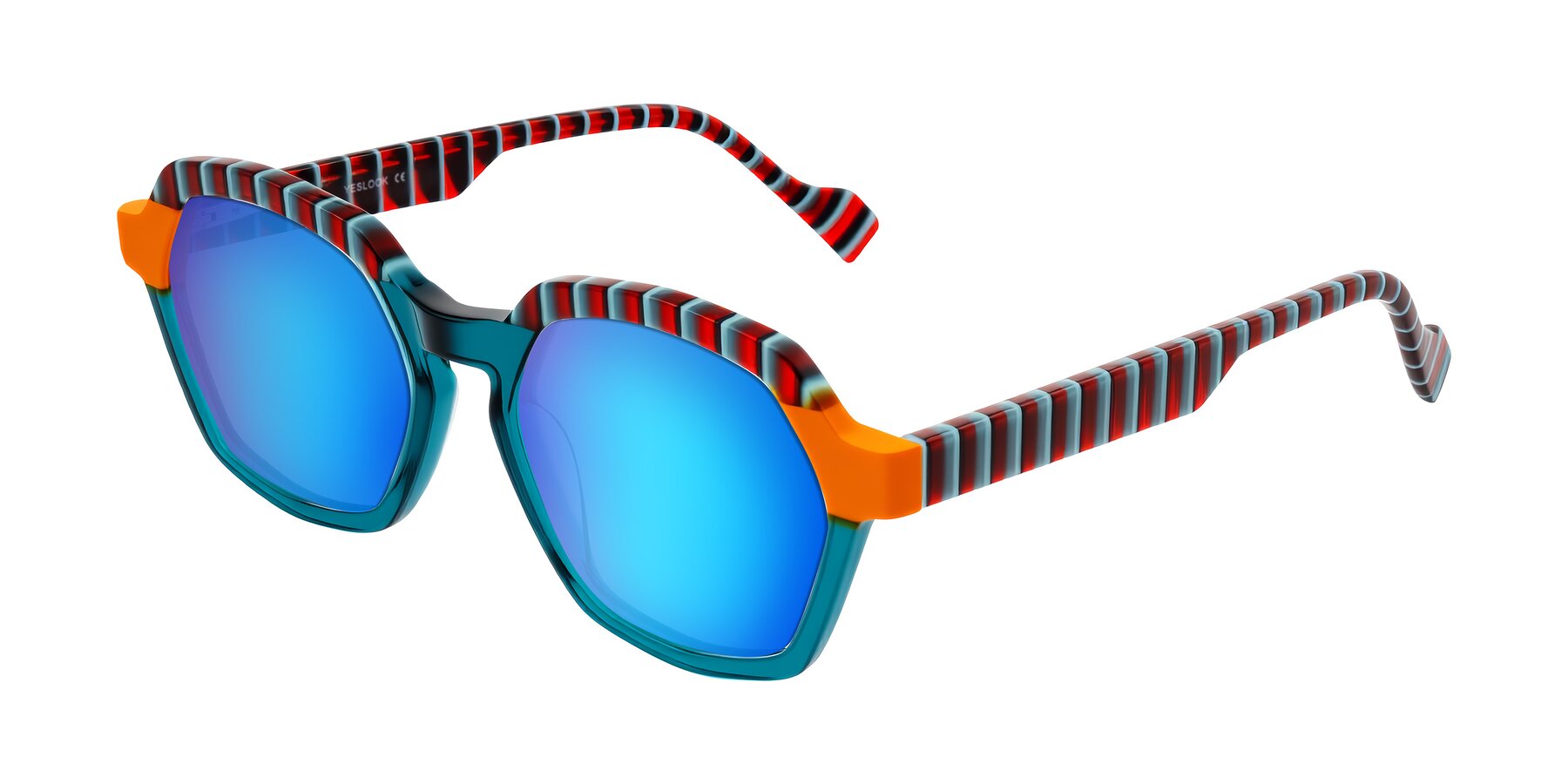 Angle of Ralyn in Teal Ember with Blue Mirrored Lenses
