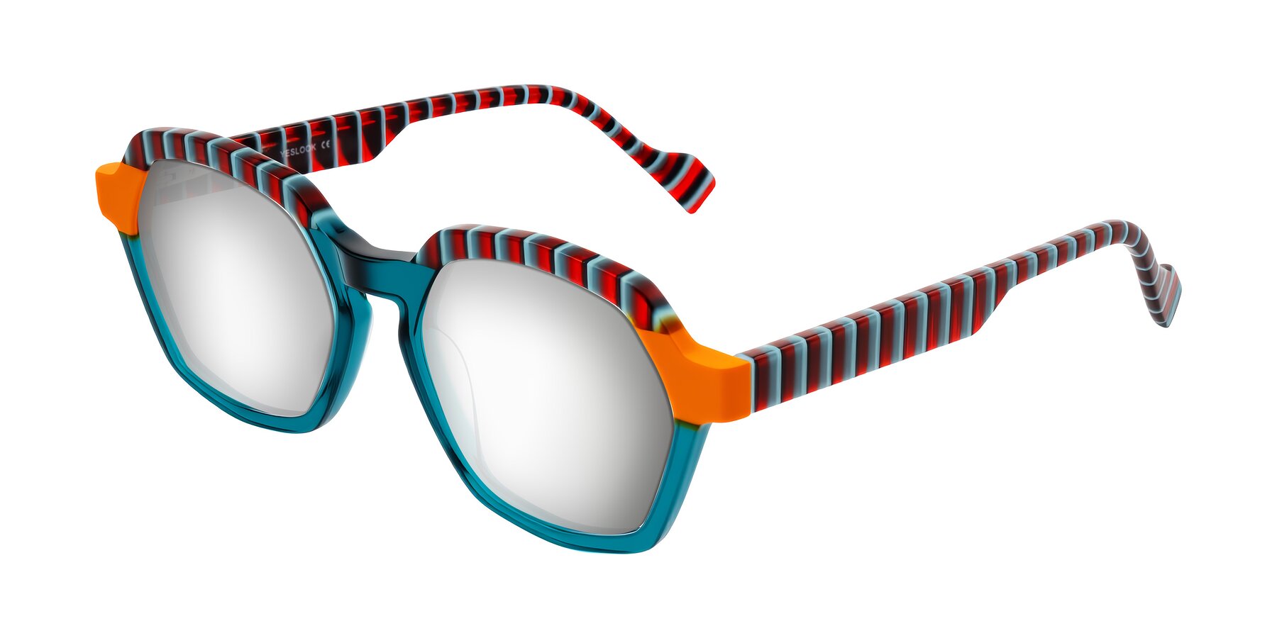 Angle of Ralyn in Teal Ember with Silver Mirrored Lenses