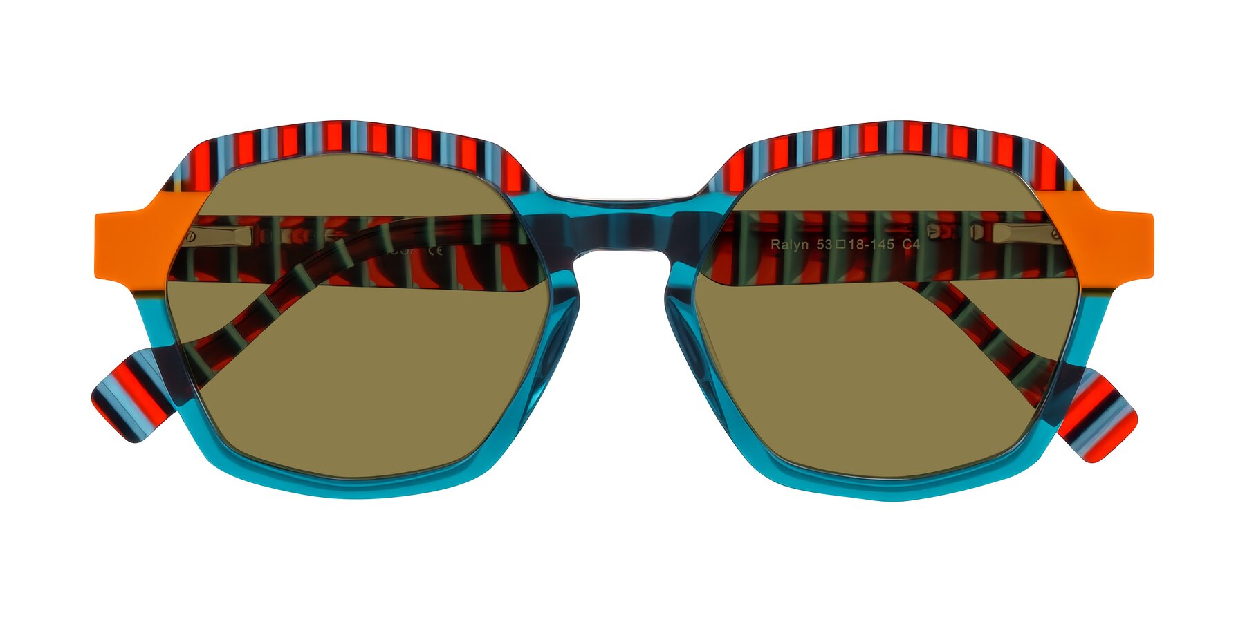 Folded Front of Ralyn in Teal Ember with Brown Polarized Lenses
