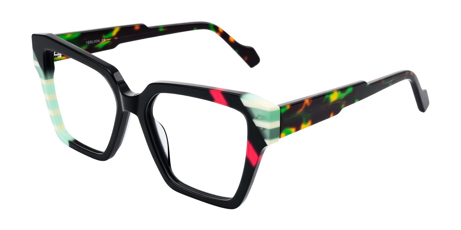 Angle of Widvale in Onyx Mosaic with Clear Eyeglass Lenses