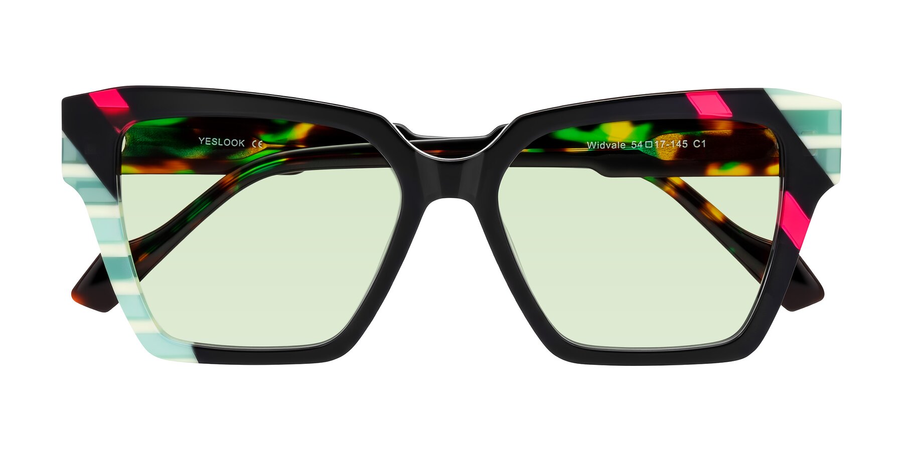 Folded Front of Widvale in Onyx Mosaic with Light Green Tinted Lenses