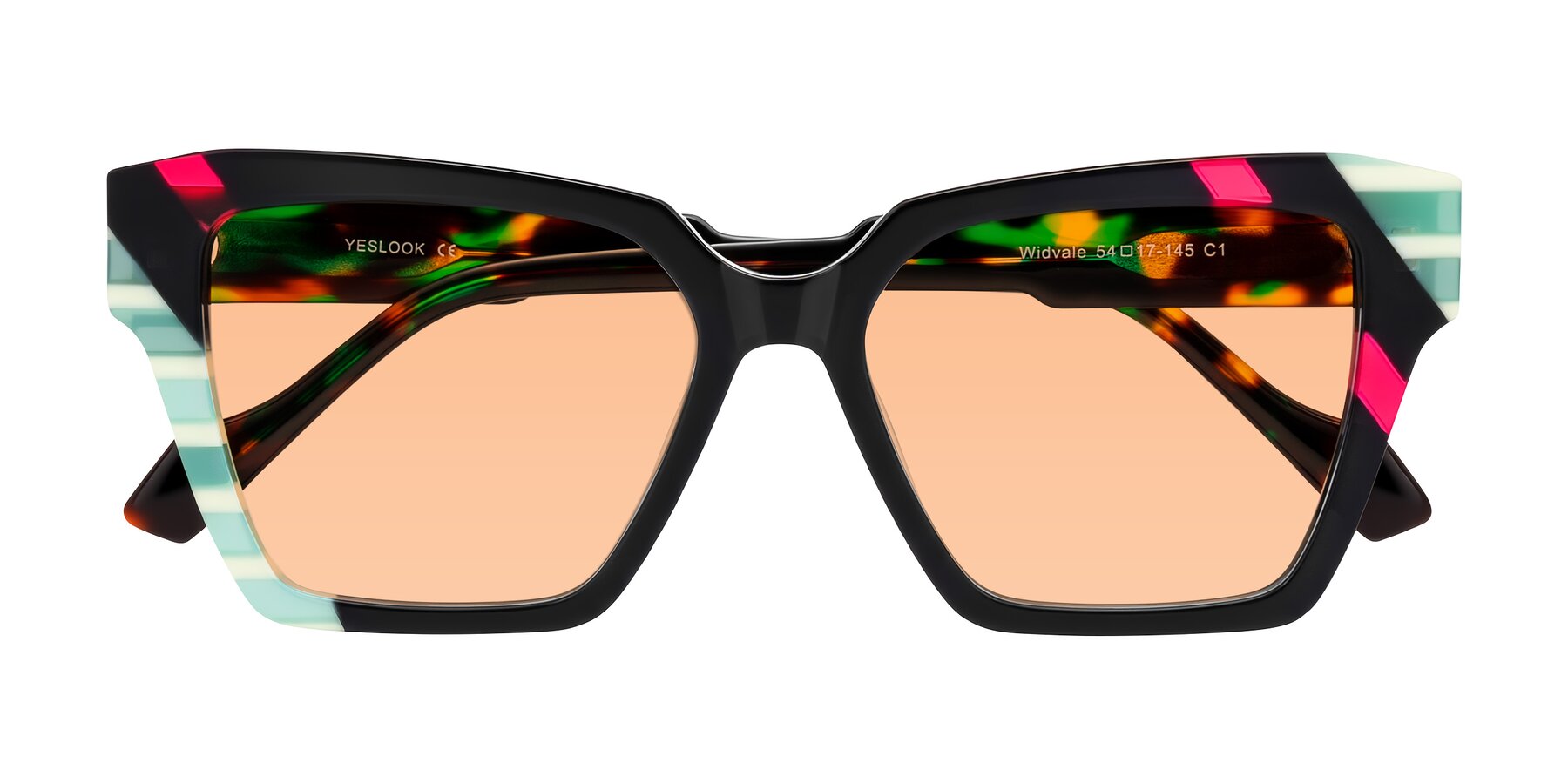 Folded Front of Widvale in Onyx Mosaic with Light Orange Tinted Lenses