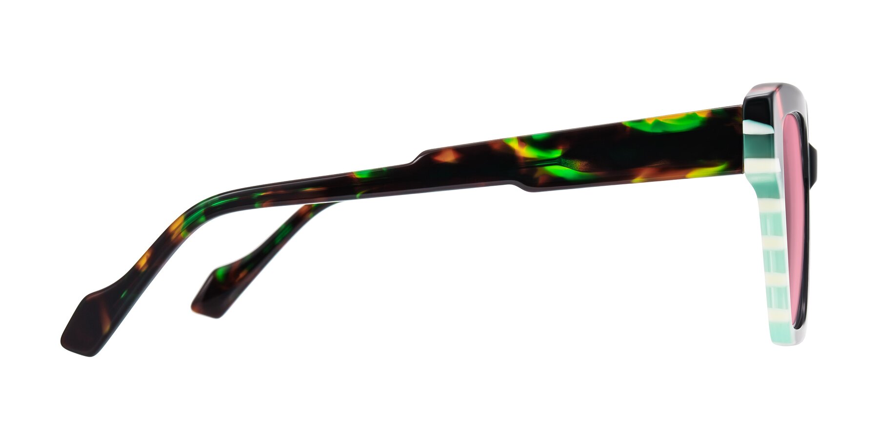 Side of Widvale in Onyx Mosaic with Pink Tinted Lenses