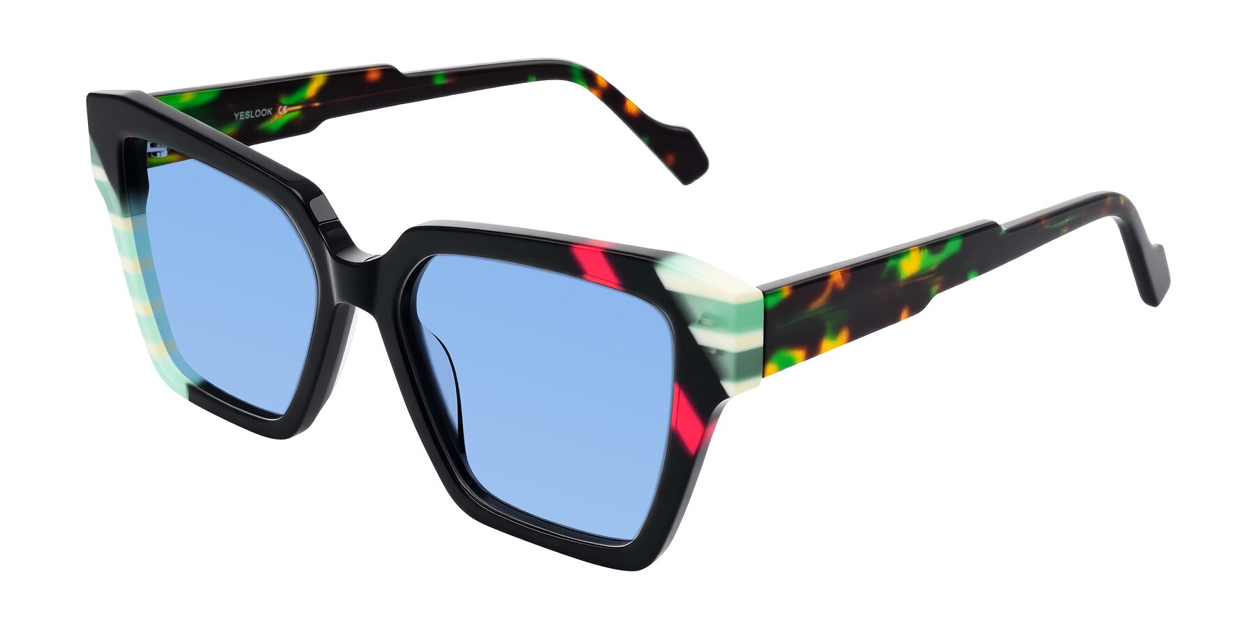 Angle of Widvale in Onyx Mosaic with Medium Blue Tinted Lenses