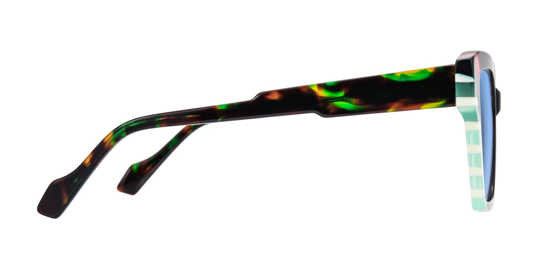 Side of Widvale in Onyx Mosaic with Medium Blue Tinted Lenses