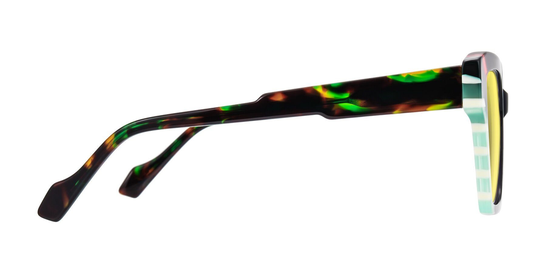 Side of Widvale in Onyx Mosaic with Medium Yellow Tinted Lenses