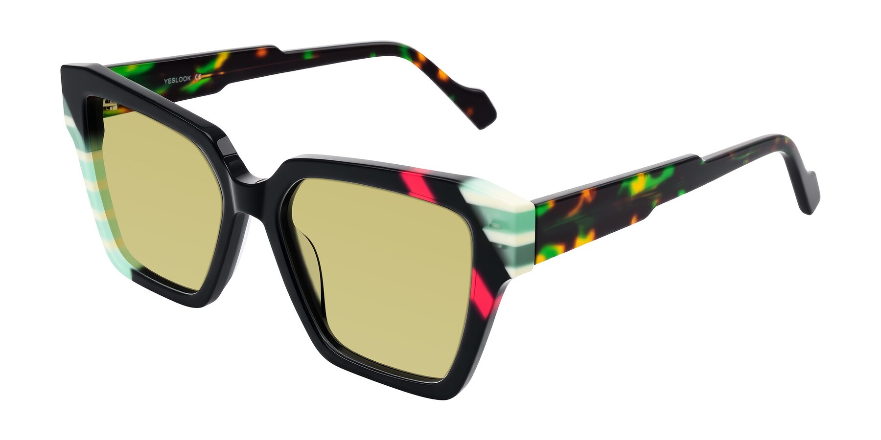 Angle of Widvale in Onyx Mosaic with Medium Champagne Tinted Lenses