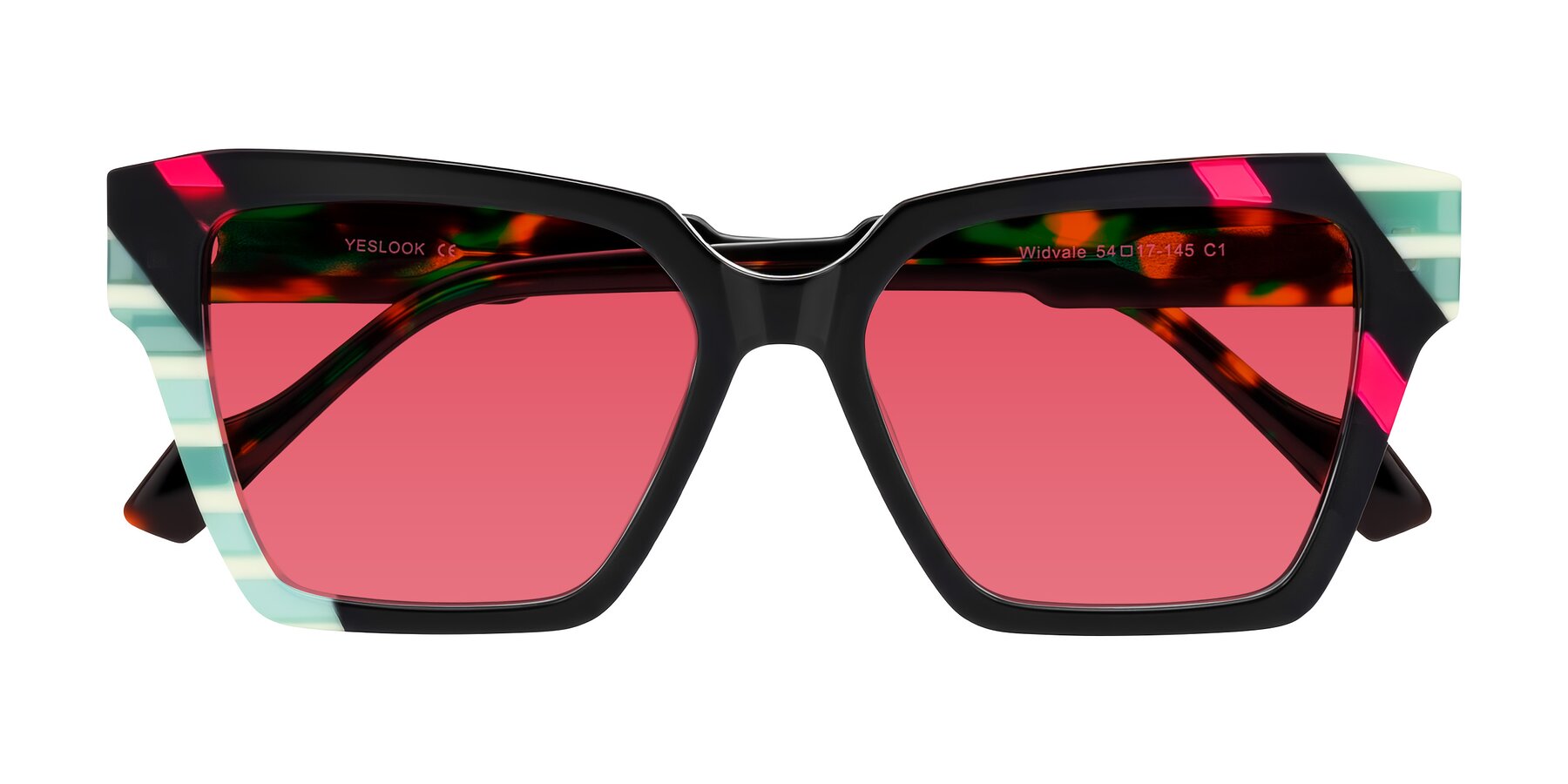 Folded Front of Widvale in Onyx Mosaic with Red Tinted Lenses